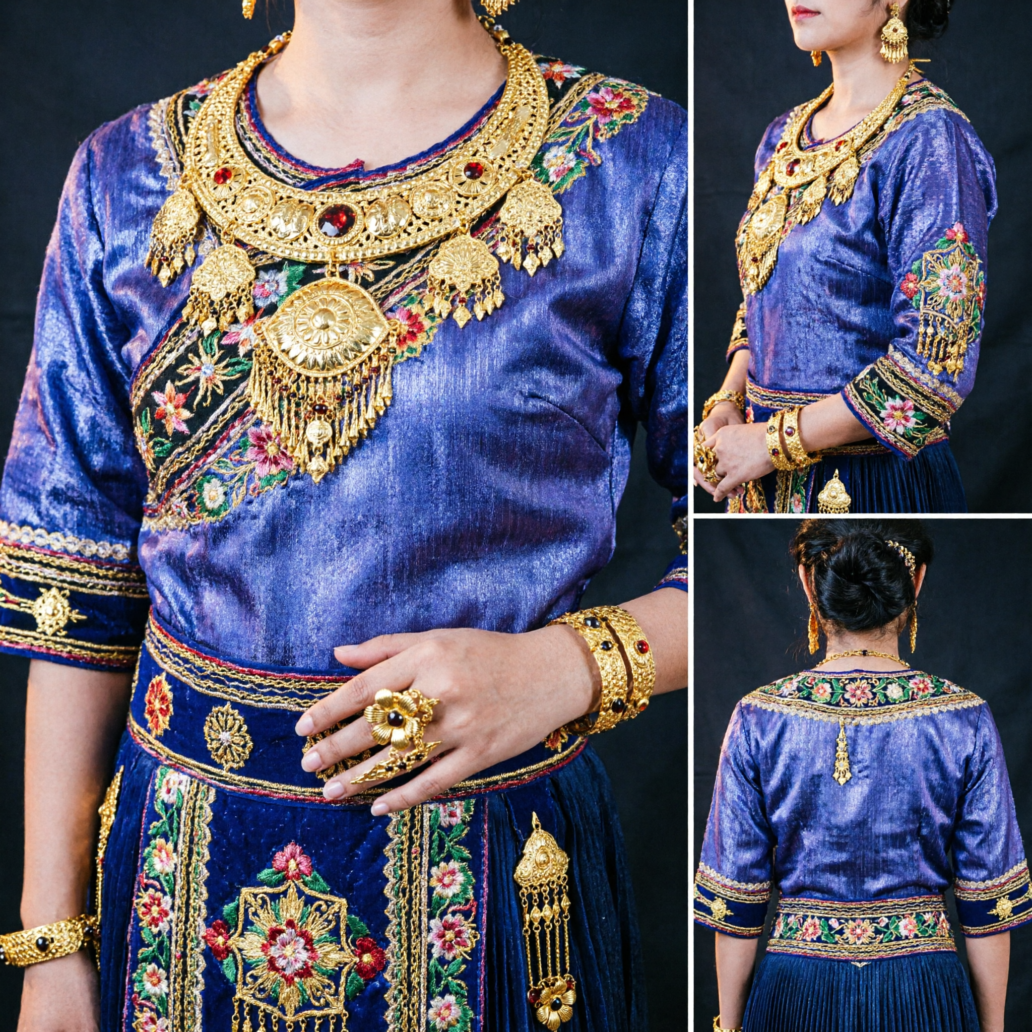 Protège-ongles en filigrane doré du palais ancien chinois traditionnel - Armure de doigt à strass, accessoire pour costume de mariage Hanfu - Asian Costume