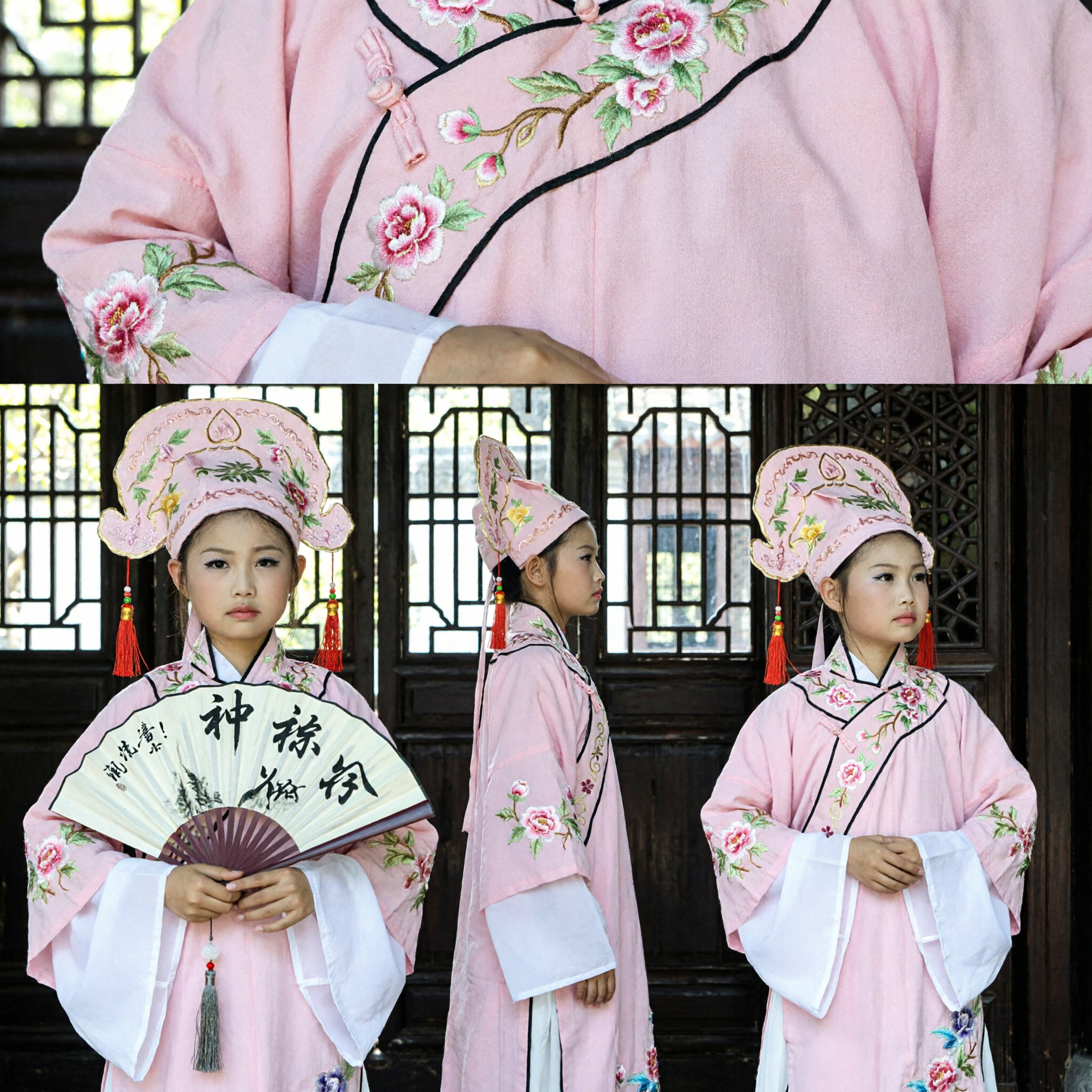 전통 중국 선비 한푸 의상 핑크색 고대 오페라 공연 의상 여성용 모자 포함 - Asian Costume