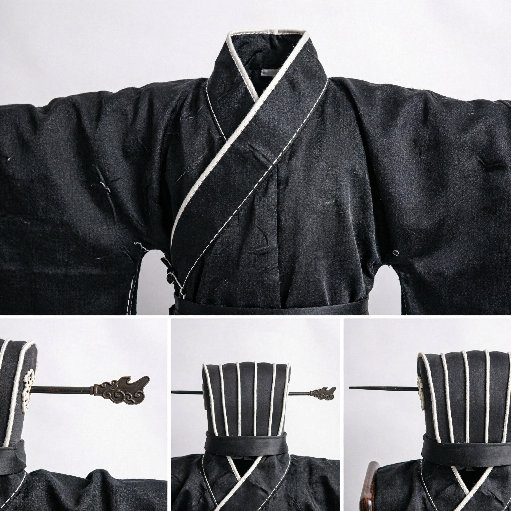 Tocado Hanfu Chino Antiguo Sombrero Negro de Erudito Oficial con Horquilla para Hombres para Cosplay Histórico - Asian Costume