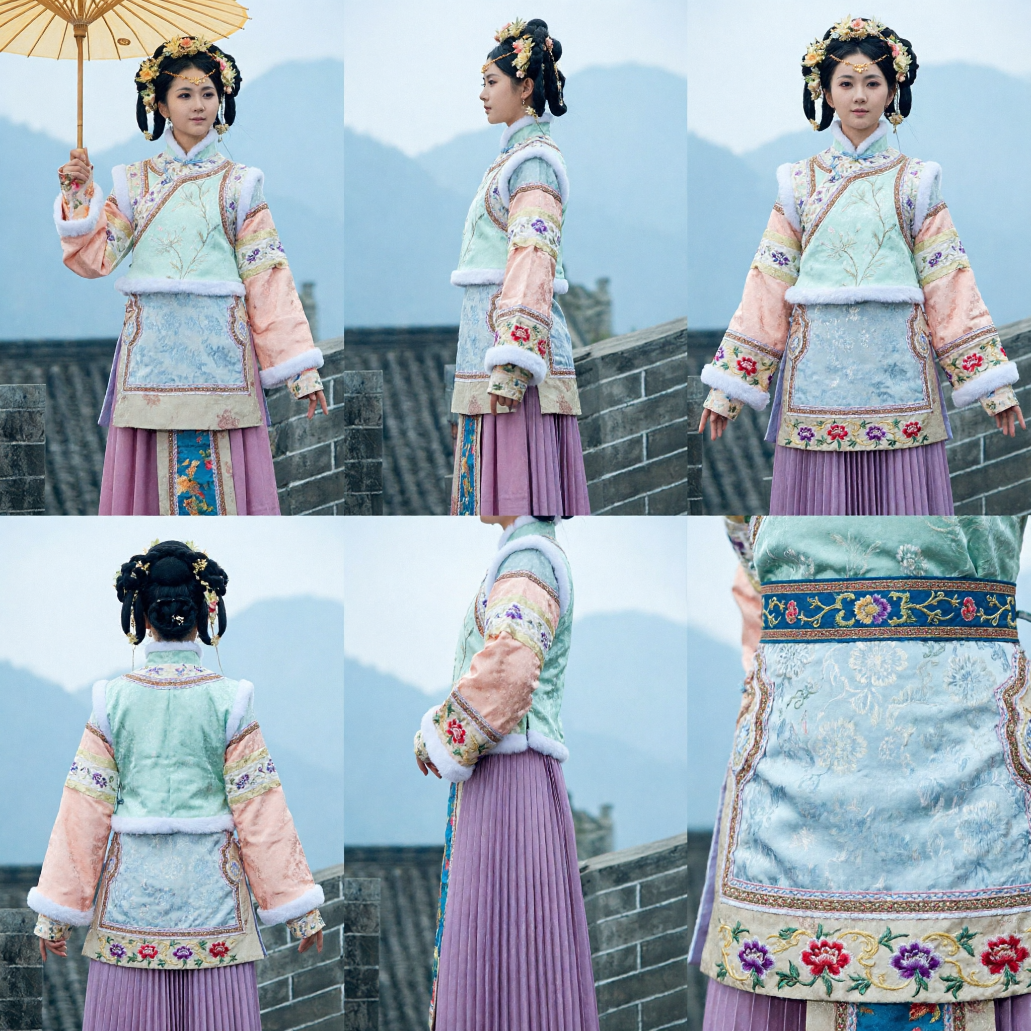 Traje de la Dinastía Qing Chino Tradicional Vestido Hanfu Manchú Antiguo de Princesa Bordado para Mujer para Cosplay y Fotografía - Asian Costume