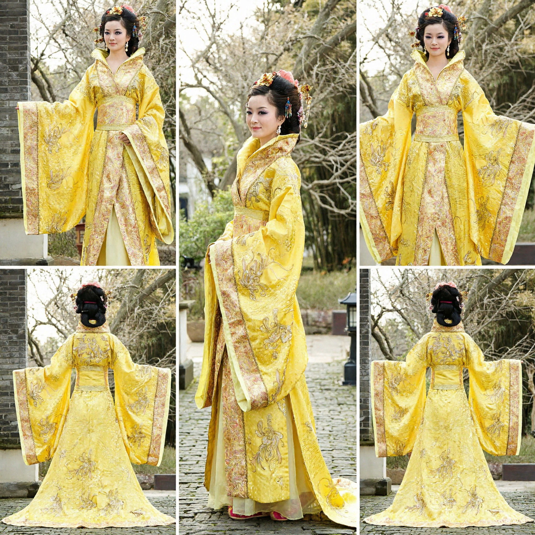 Traje Hanfu de Emperatriz China Antigua Túnica Imperial Amarilla para Mujer Cosplay y Presentaciones en Escenario - Asian Costume