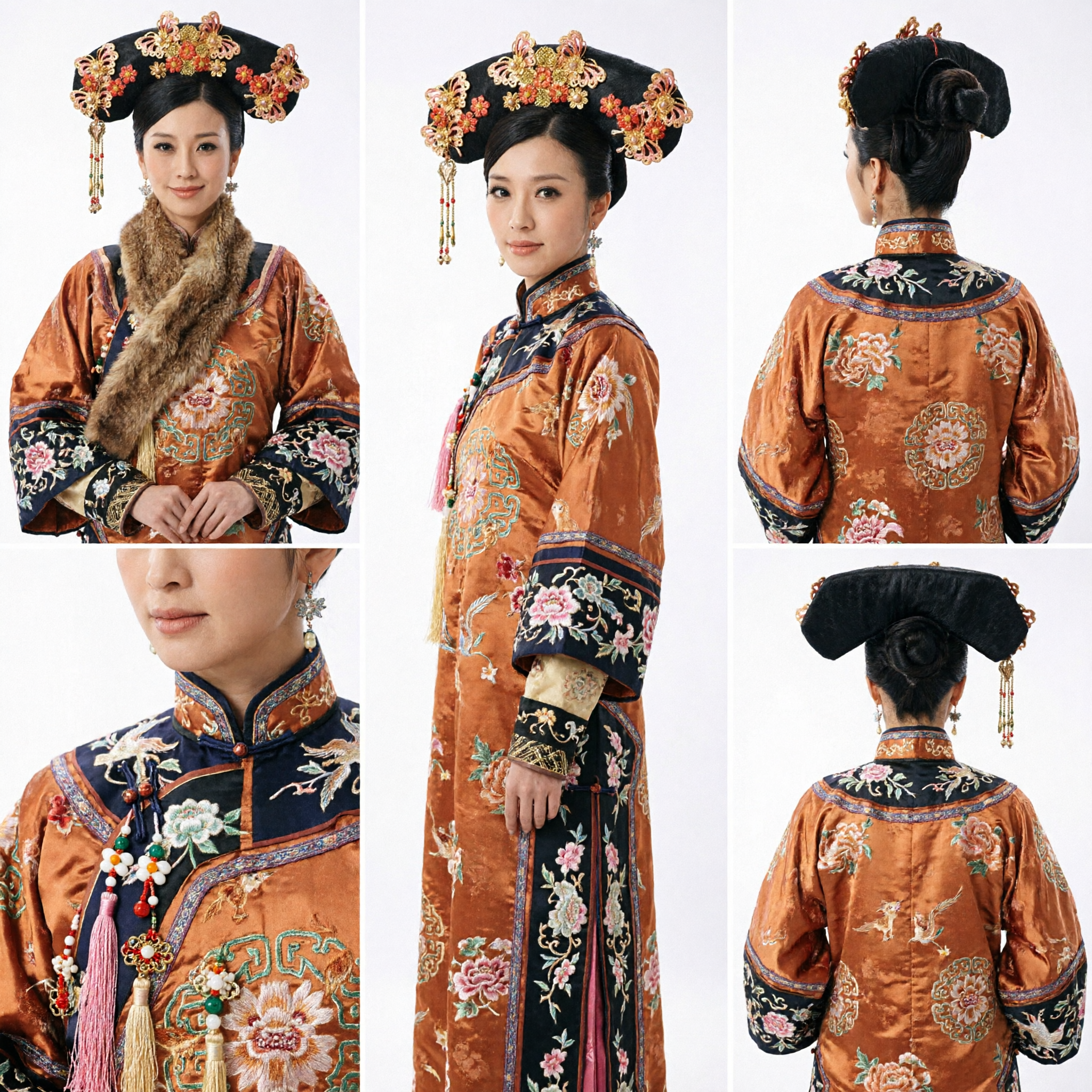 Традиционный китайский головной убор маньчжурской принцессы эпохи Цин, золотые филигранные аксессуары для волос для косплея Ханьфу и свадьбы - Asian Costume