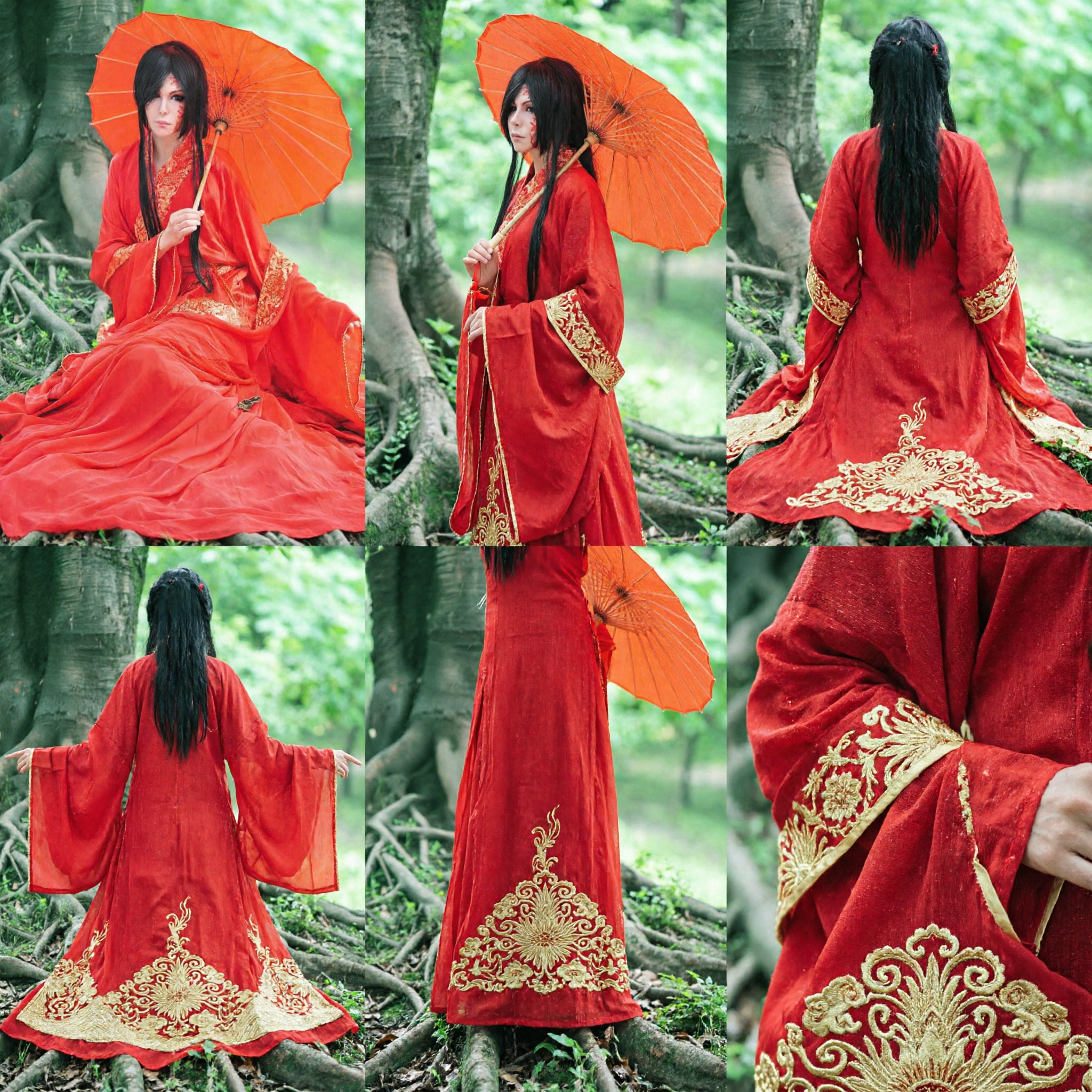 Costume da Sposa Cinese Antico Hanfu Rosso, Veste Tradizionale Ricamata per Uomini per Cosplay, Fotografia e Spettacoli - Asian Costume
