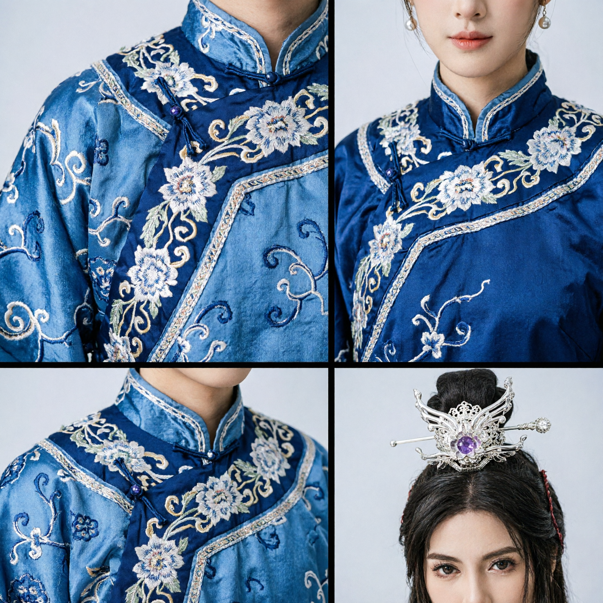 Coroa de Cabelo de Dragão Prateado Antiga Chinesa com Gema Roxa para Cosplay Hanfu, Xianxia, Wuxia, Príncipe, Nobre - Asian Costume