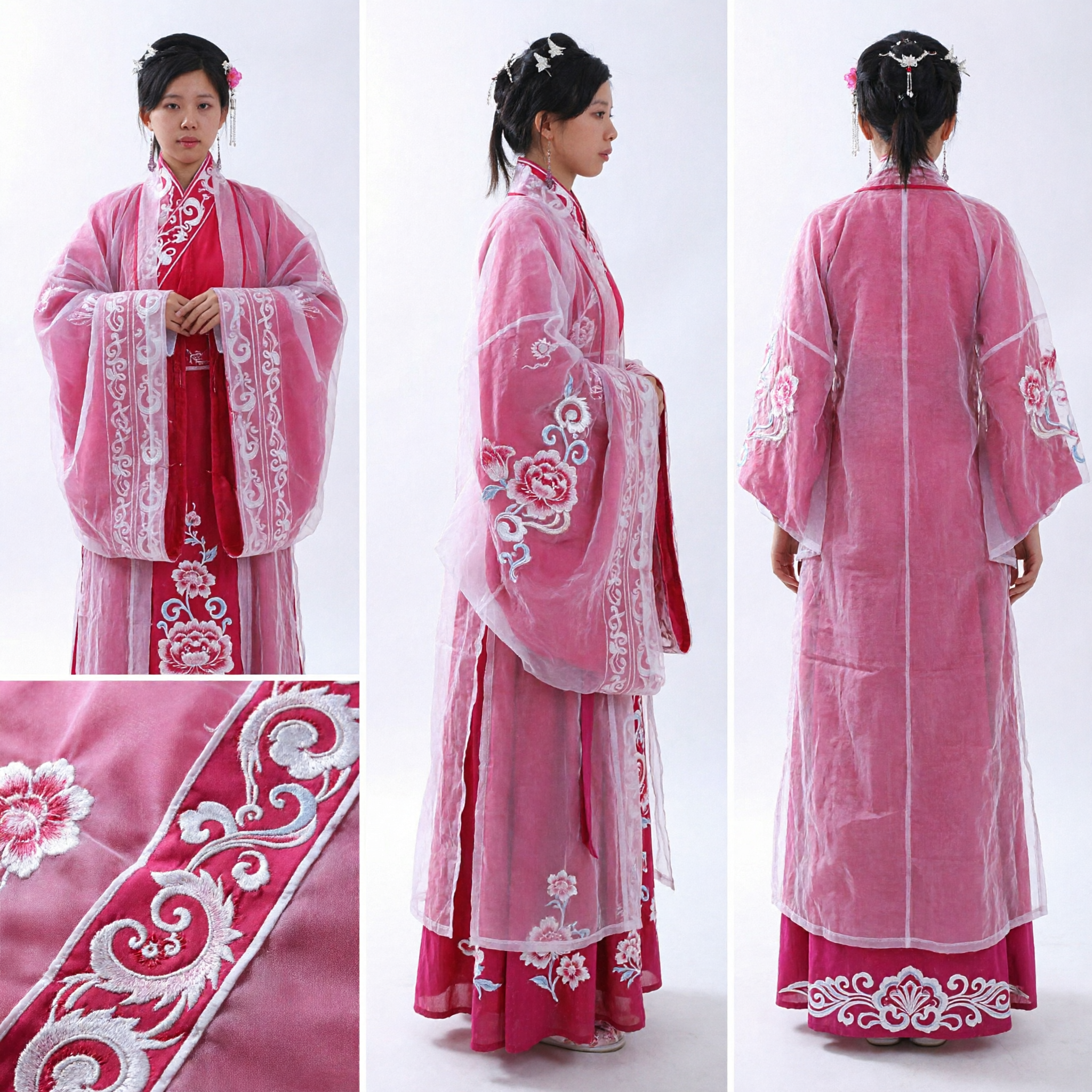 Traje Antigo Tradicional Chinês Hanfu Rosa Elegante, Vestuário Histórico Feminino para Performance no Palco e Cosplay - Asian Costume