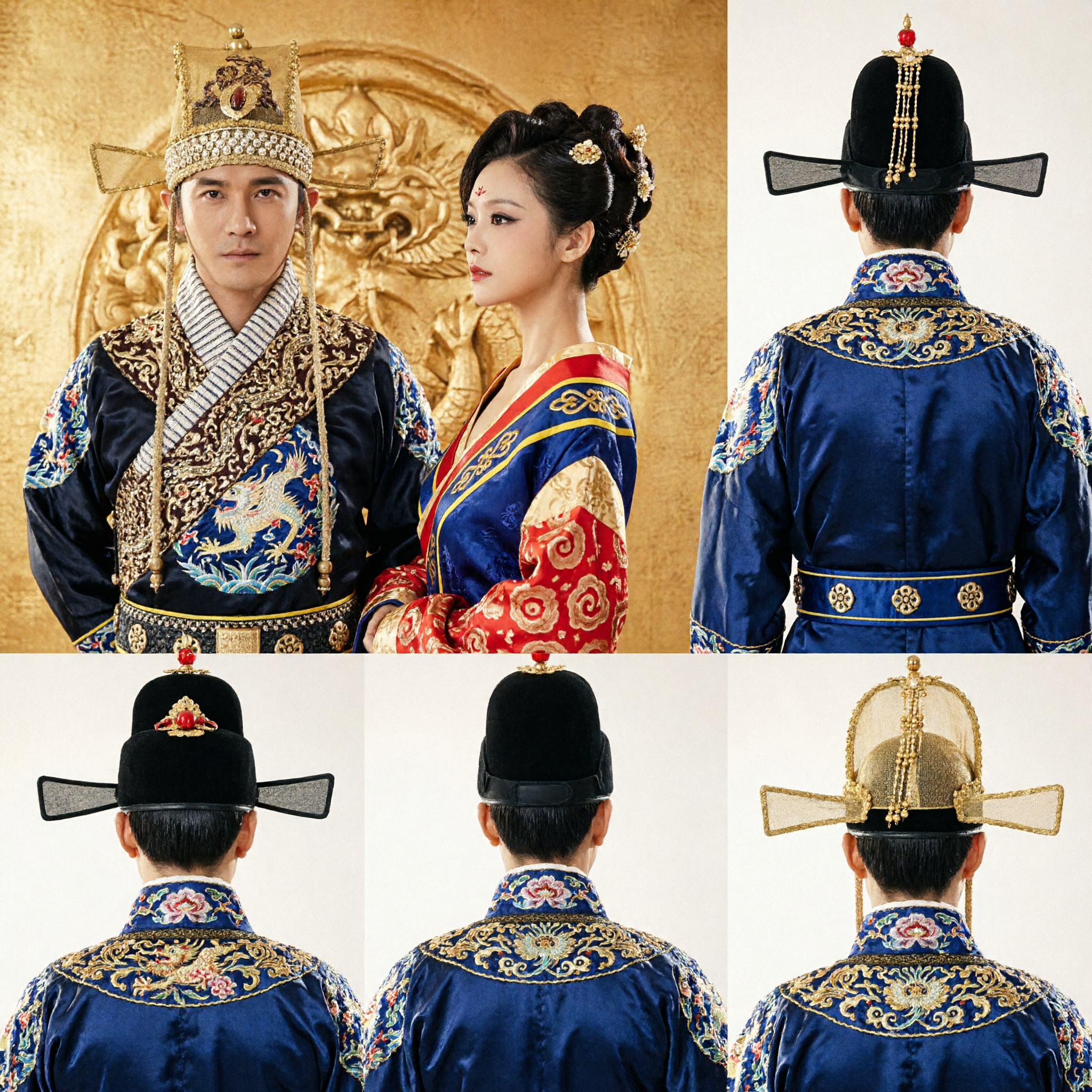 Antichi Costumi Nuziali dell'Imperatore e dell'Imperatrice Cinesi Set Tradizionale Hanfu Reale per Coppia per Cosplay Storico e Spettacoli - Asian Costume