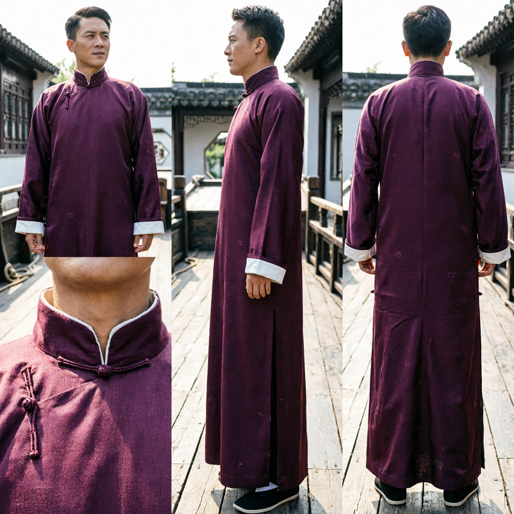 Túnica Tradicional China Changshan para Hombres de la Era de la República de China Traje de Erudito Tang para Drama de Época - Asian Costume