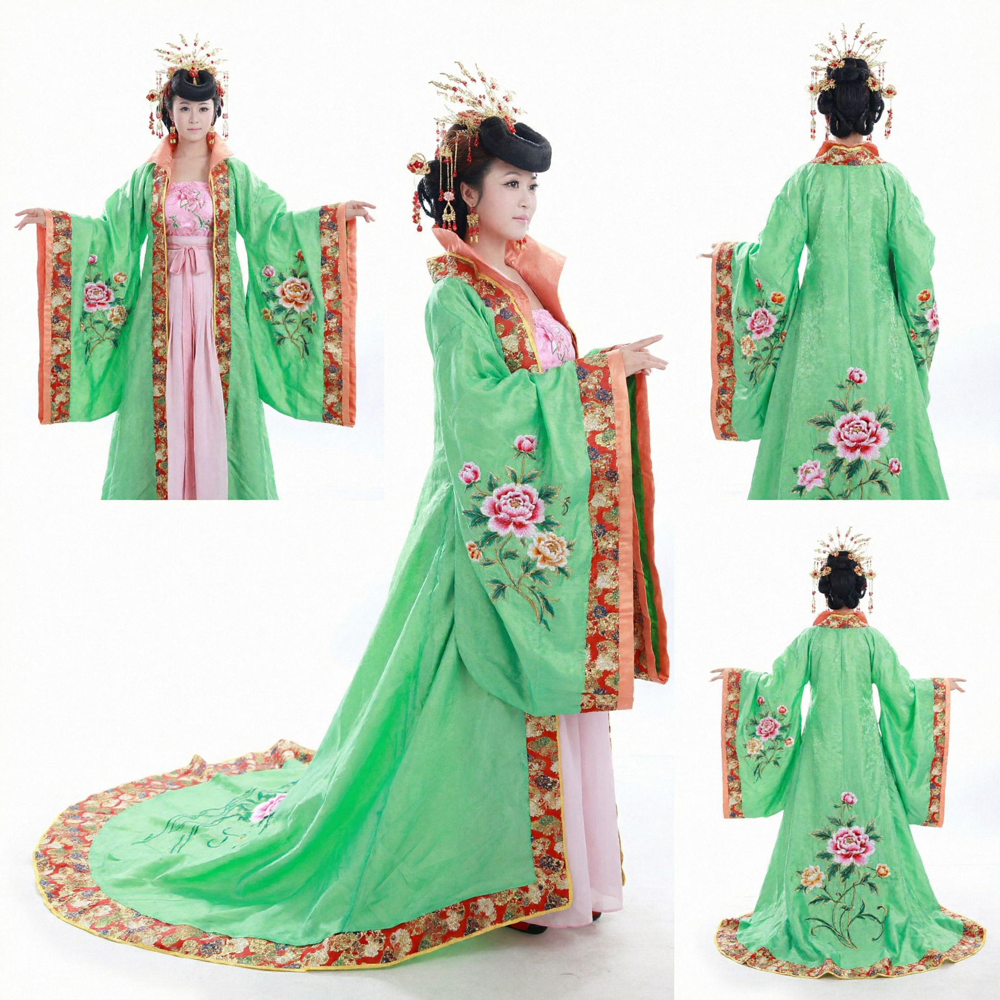 Costume da Principessa della Dinastia Tang Antica Cinese, Hanfu Verde, Abito Tradizionale per Spettacoli per Donne - Asian Costume