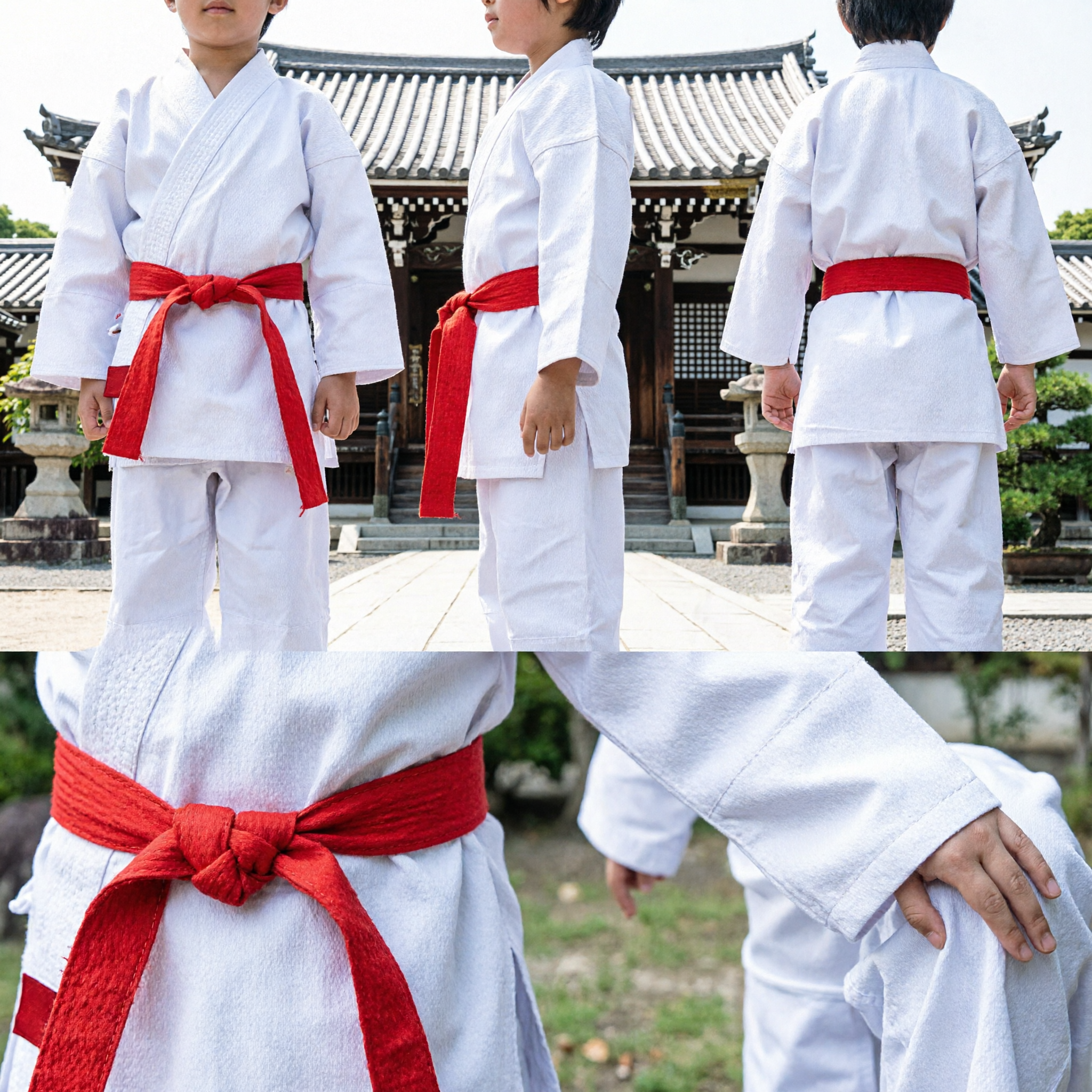 Jongens Traditioneel Chinees Kung Fu Outfit Witte Martial Arts Uniform met Rode Sjerp voor Kinderen Optreden - Asian Costume