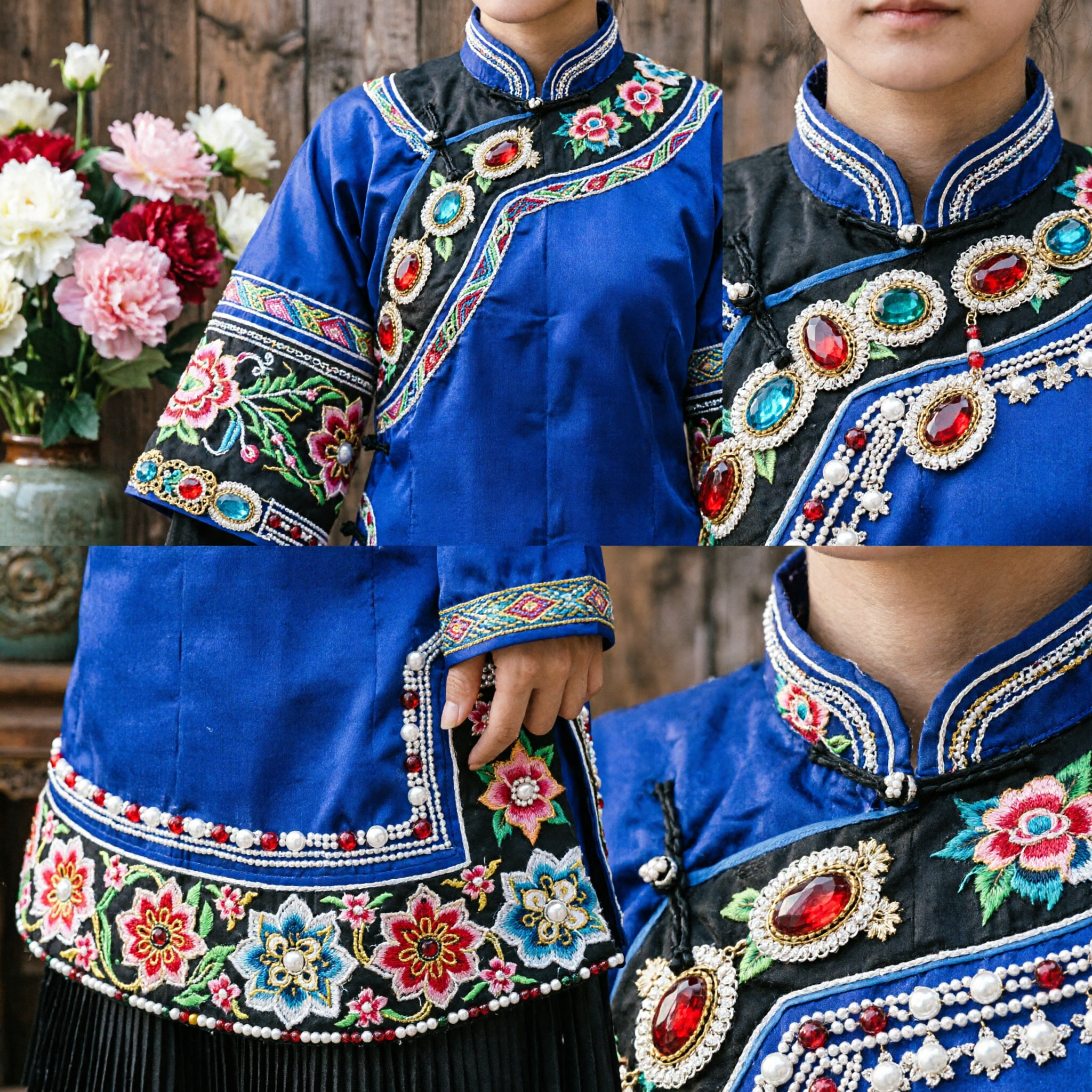 Protège-ongles d'impératrice de la dynastie Qing chinoise traditionnelle avec pierres précieuses, accessoires pour cosplay Hanfu - Asian Costume