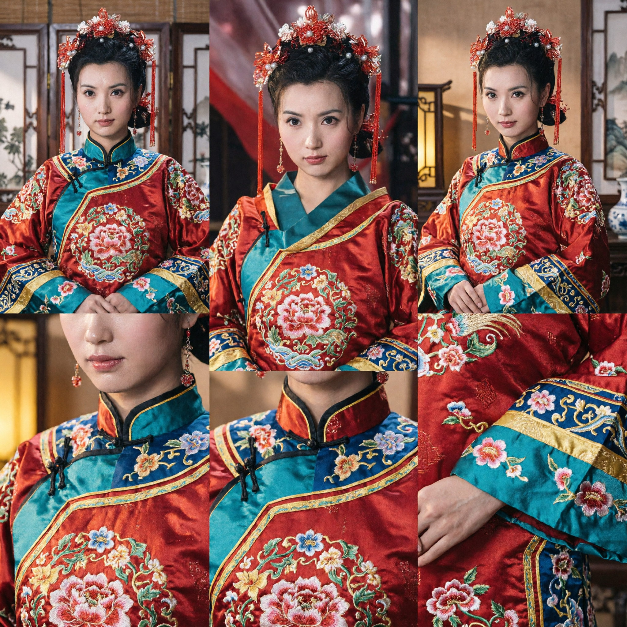 Tocado de Corona Fénix con Perlas Rojas al Estilo Antiguo Chino para Boda Tradicional Hanfu - Asian Costume