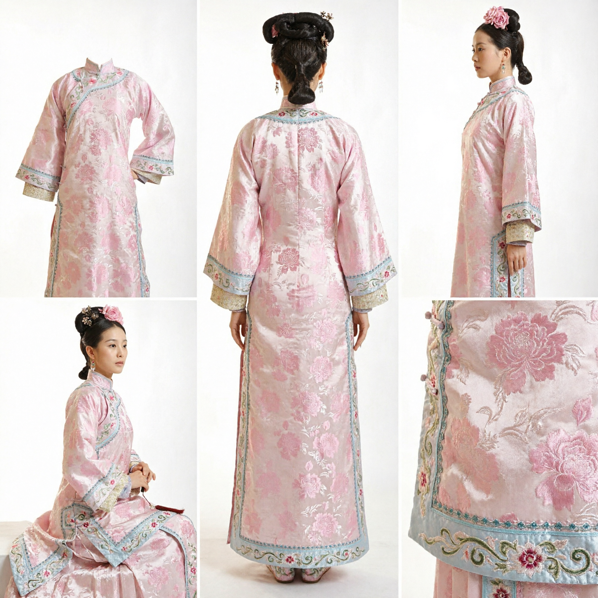 Costume da Principessa Manciù della Dinastia Qing Tradizionale Cinese Abito Floreale Rosa per Donne Cosplay Storico - Asian Costume