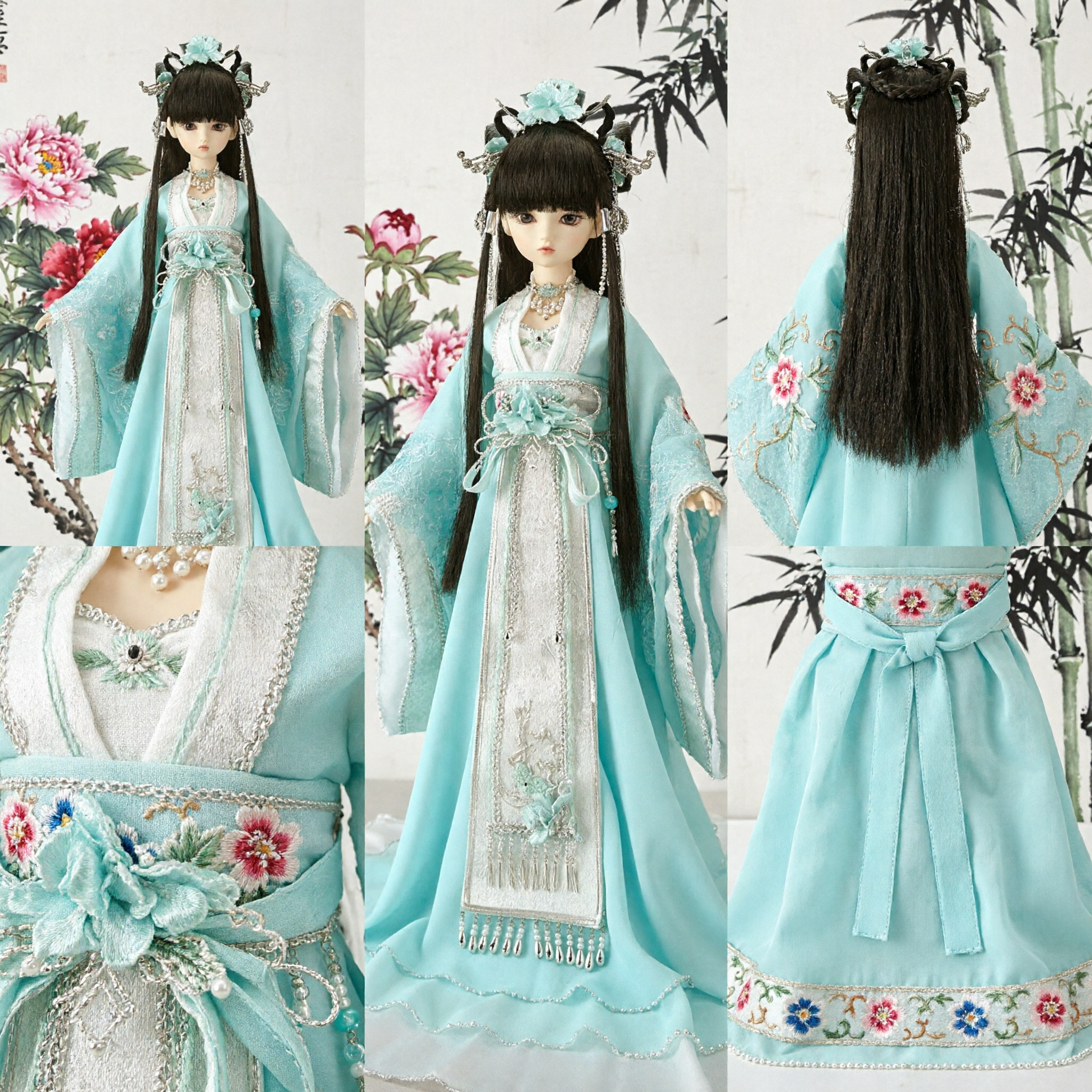 Élégant costume Hanfu chinois traditionnel pour poupée BJD, robe de princesse fée ancienne avec ornements capillaires - Asian Costume