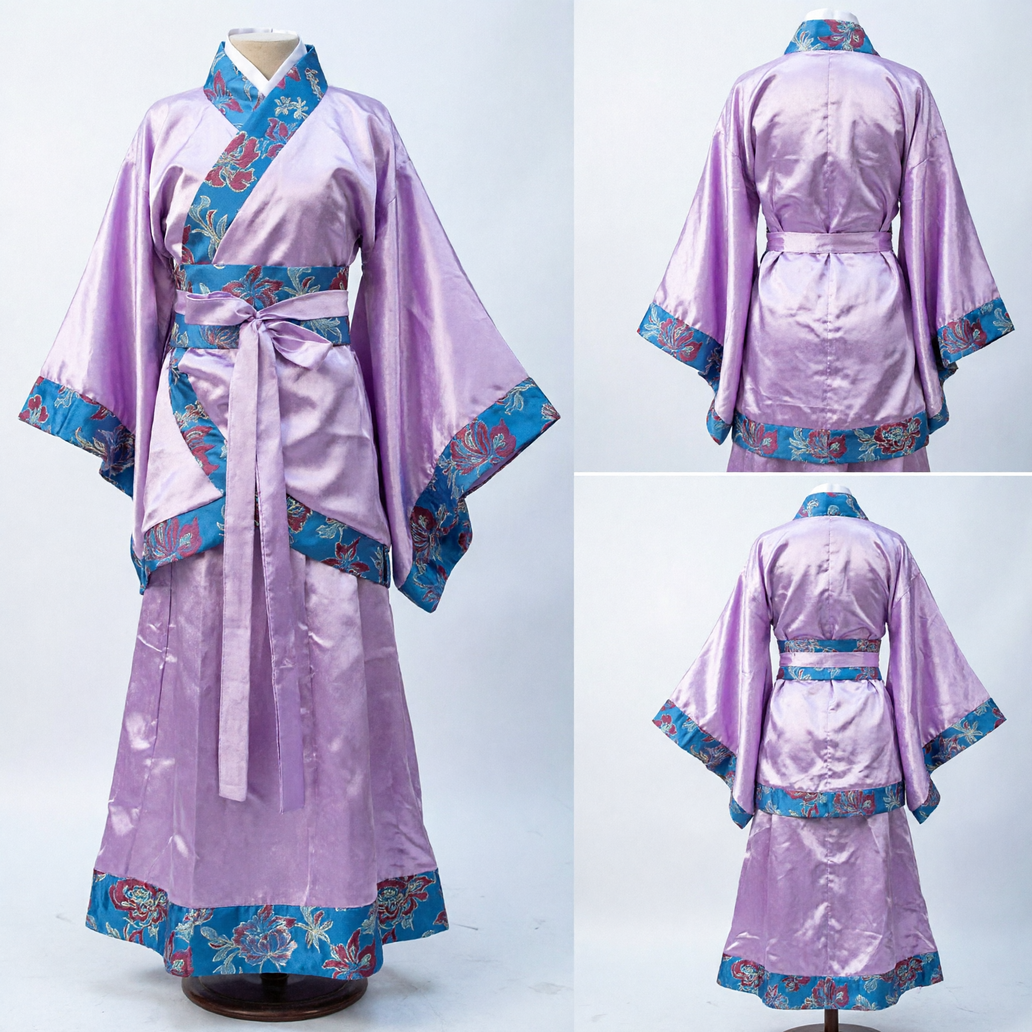 Elegant Purple Traditional Chinese Hanfu Ancient Costume Wide Sleeve Silk Robe Dress for Women Historical Cosplay - Asian Costume