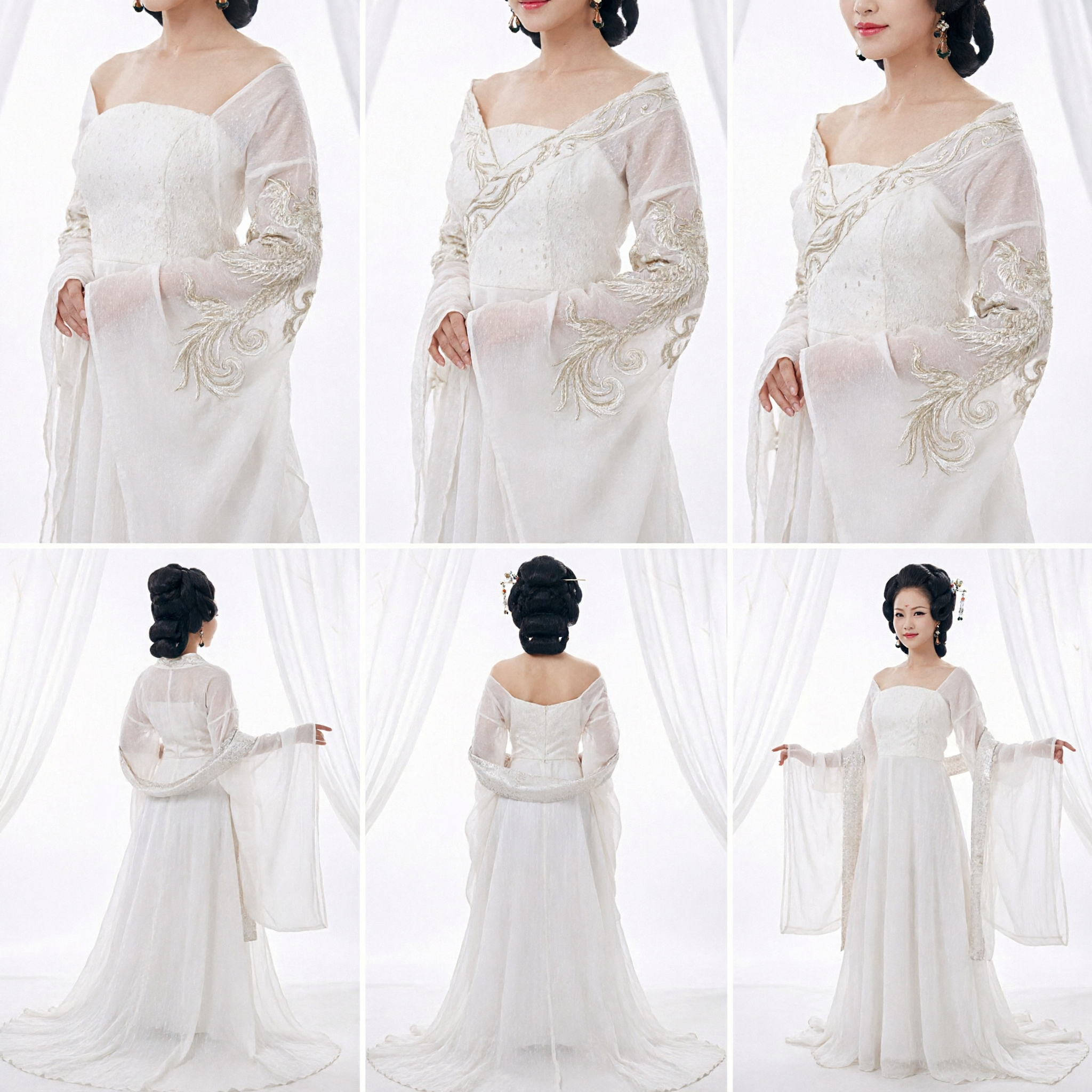 우아한 흰색 한푸 전통 중국 고대 의상 당나라 요정 드레스 여성 무대 공연용 - Asian Costume