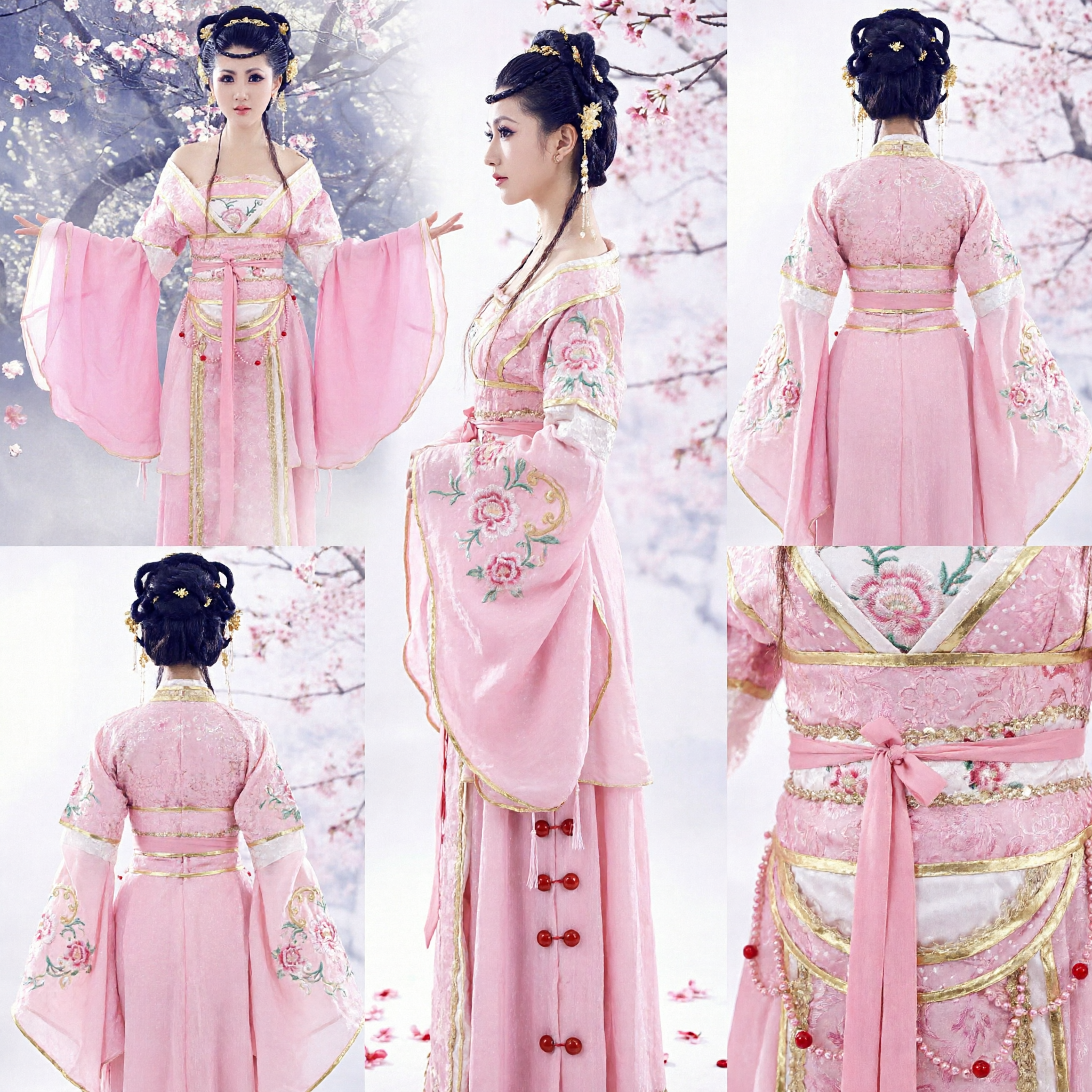 Women's Traditional Chinese Pink Tang Dynasty Hanfu Costume Ancient Fairy Dress for Cosplay Performance - Asian Costume