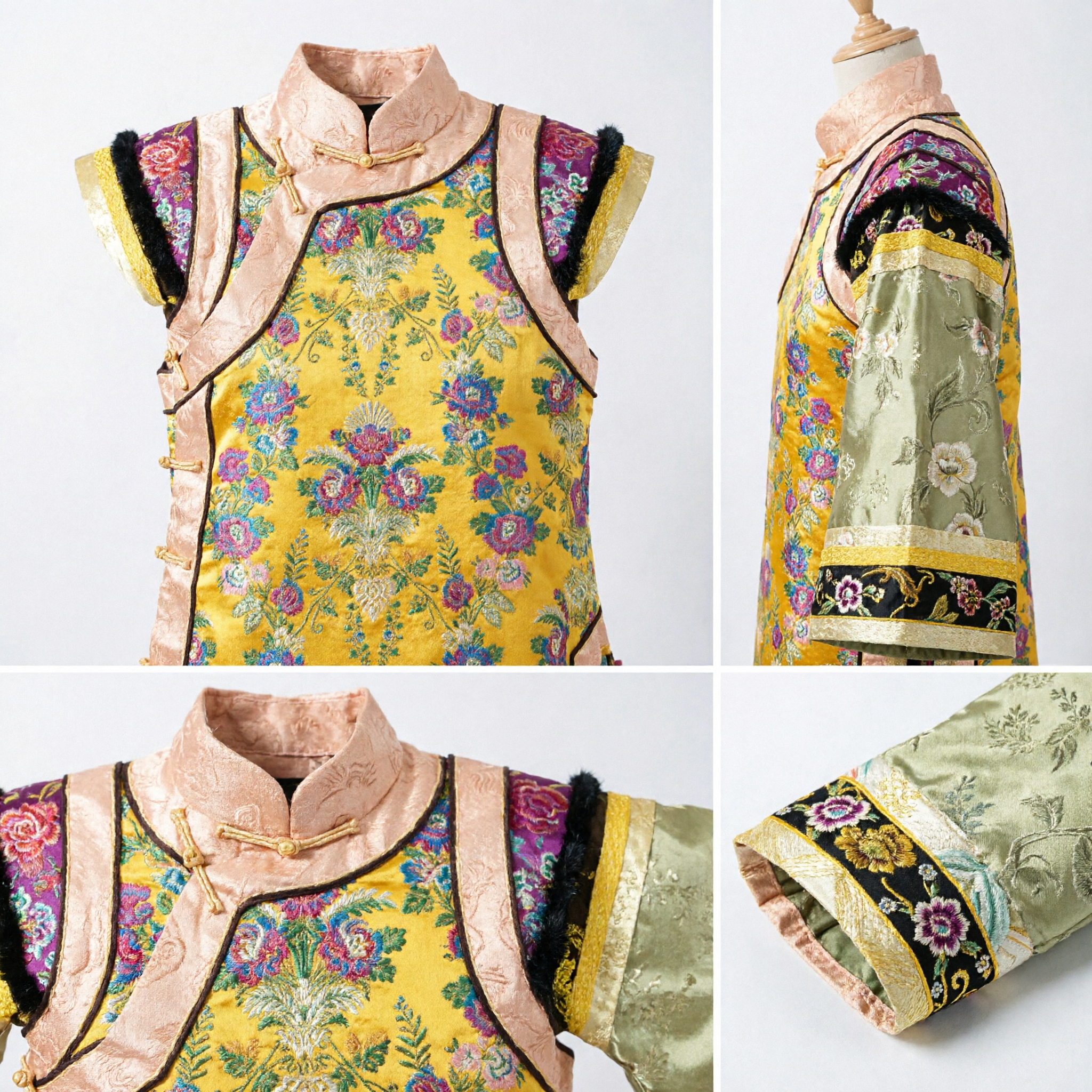 Традиционный императорский желтый вышитый шелковый халат эпохи Цин, костюм для пекинской оперы для женщин, сценическое выступление - Asian Costume