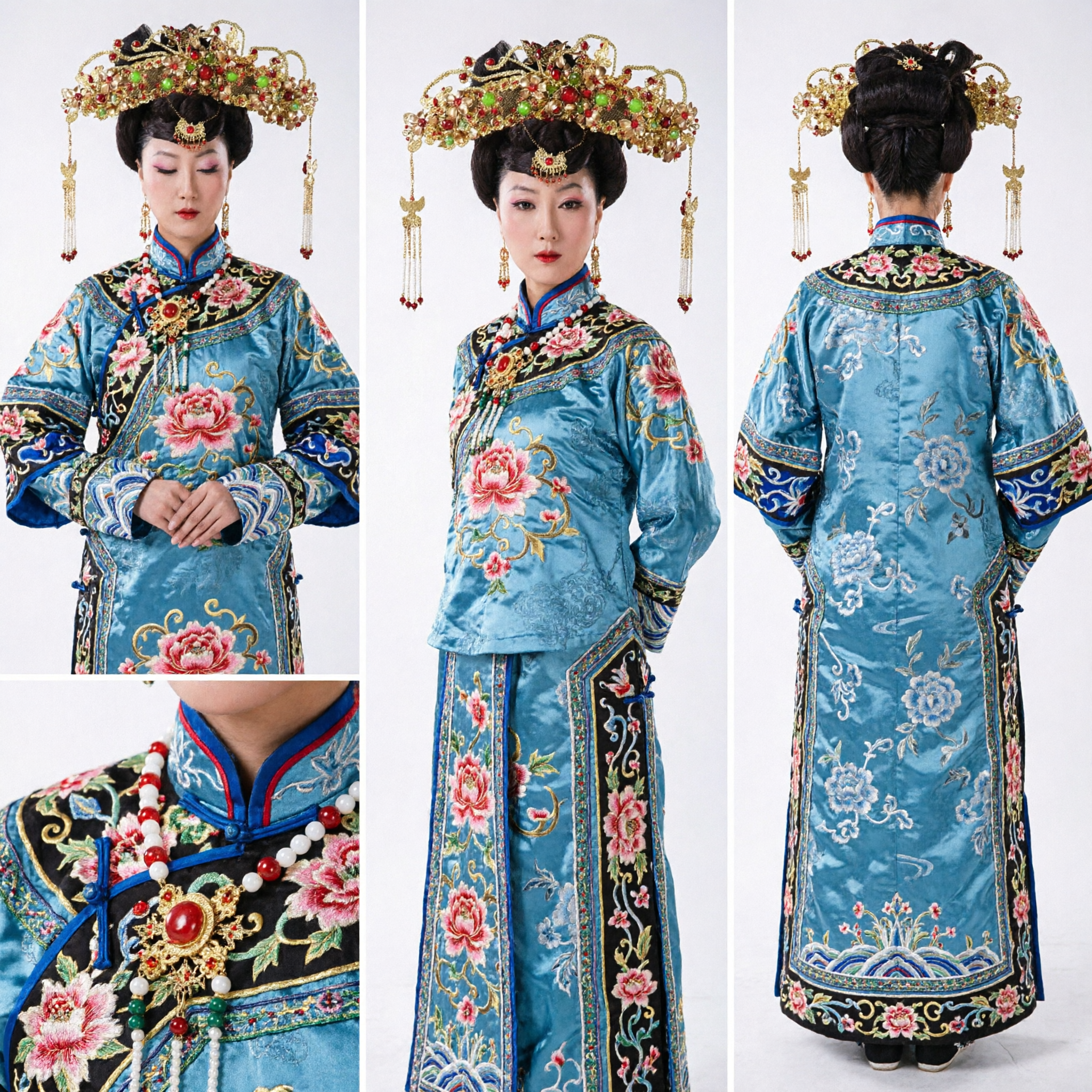 Tiara de Fênix Imperial Tradicional Chinesa Exquisita, Joia de Cabelo Dourada com Miçangas para Casamento e Traje Hanfu - Asian Costume