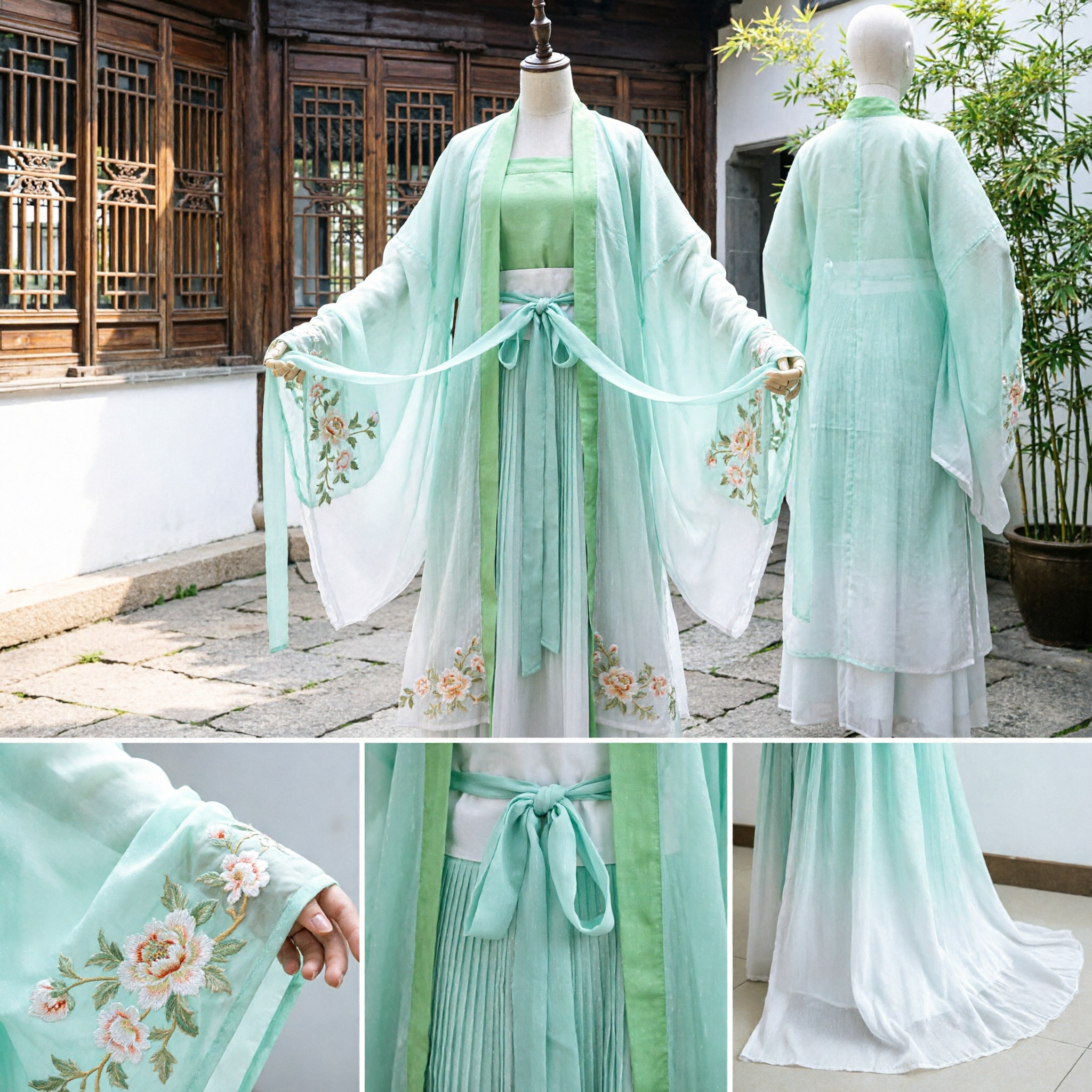 Elegante Vestido Hanfu Tradicional Chino Verde Menta, Túnica de Hada Antigua para Mujer, Cosplay y Actuación - Asian Costume