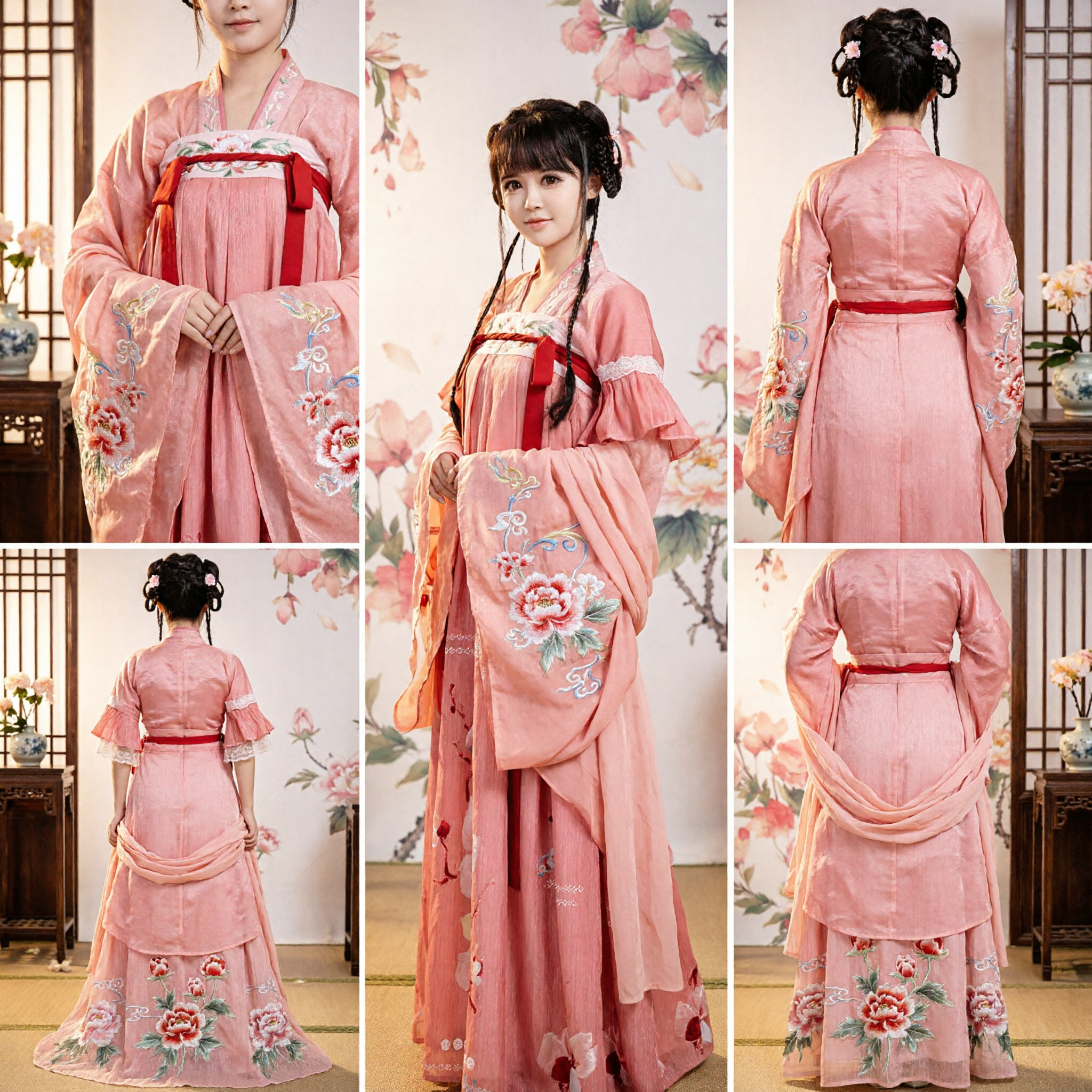 Elegant Roze Traditioneel Chinees Hanfu Kostuum Oude Feeënjurk Tang-dynastie Stijl voor Dames - Asian Costume