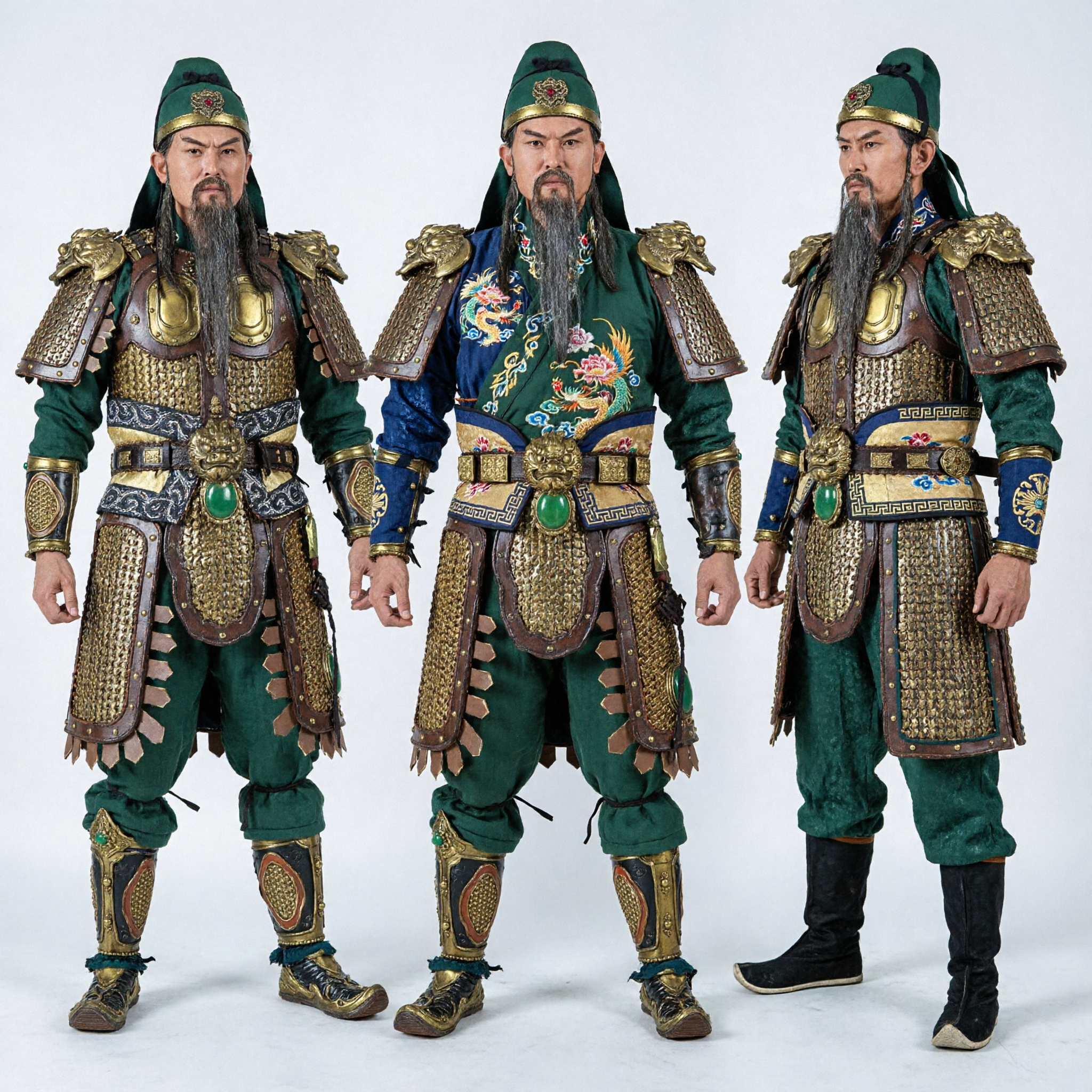 Antikes chinesisches General Guan Yu Kostüm Komplettset Drei Reiche Grüne Drachenrüstung Cosplay Outfit für Männer - Asian Costume