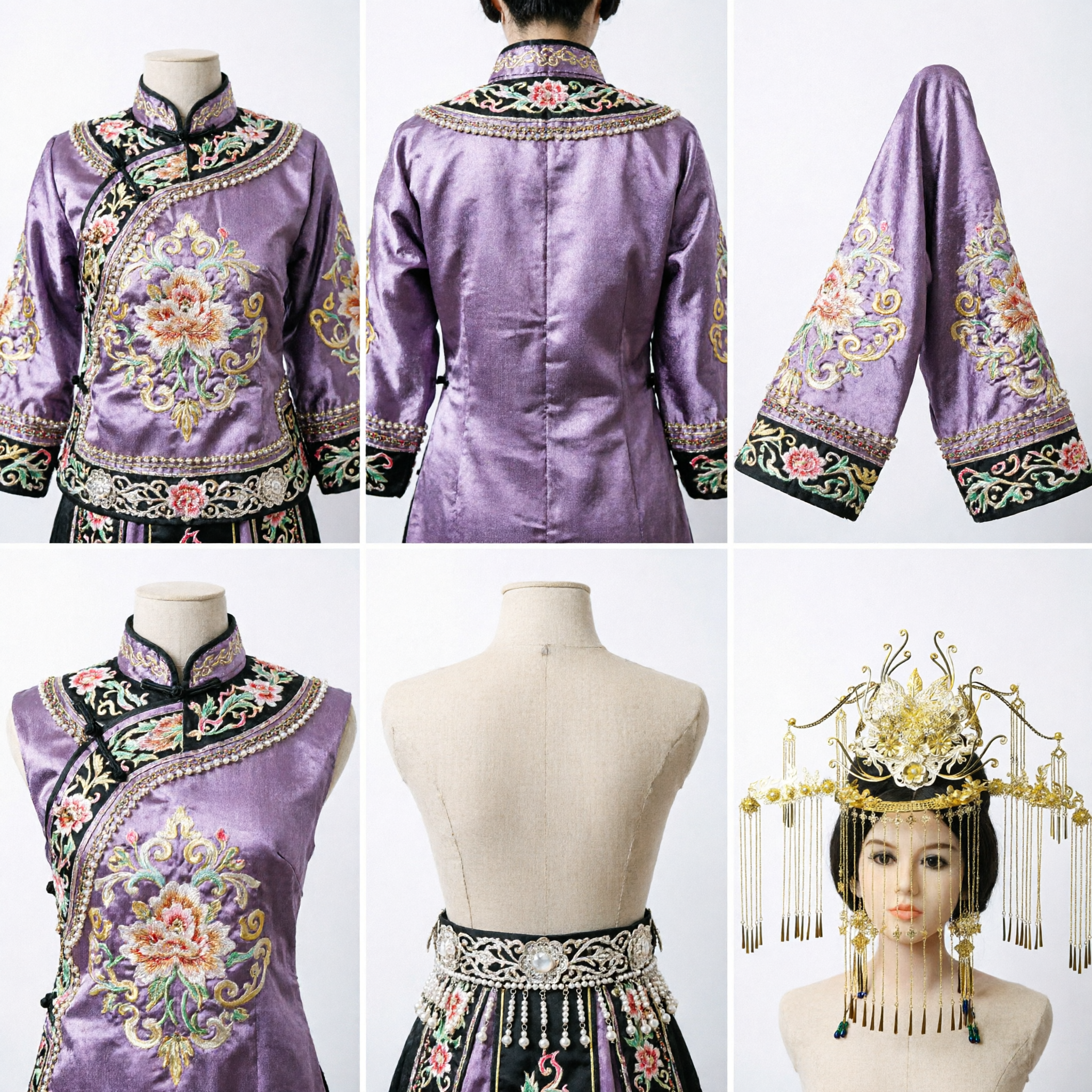 Acessórios de Cabelo de Coroa de Fênix Dourada Tradicional Chinesa para Noiva Traje Hanfu Antigo com Franjas - Asian Costume