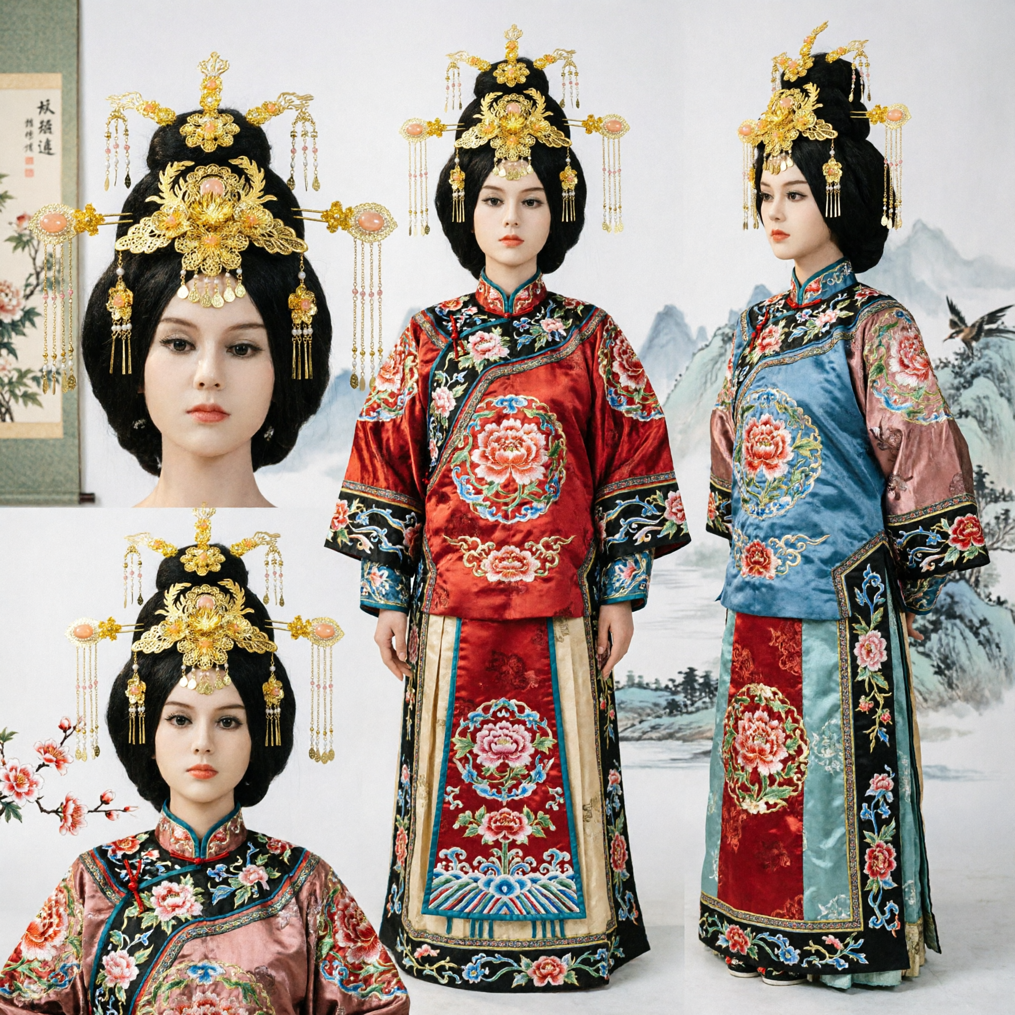 Juego de Accesorios para el Cabello de Fénix Dorado Exquisito, Tocado Tradicional Chino Hanfu para Novia y Cosplay - Asian Costume