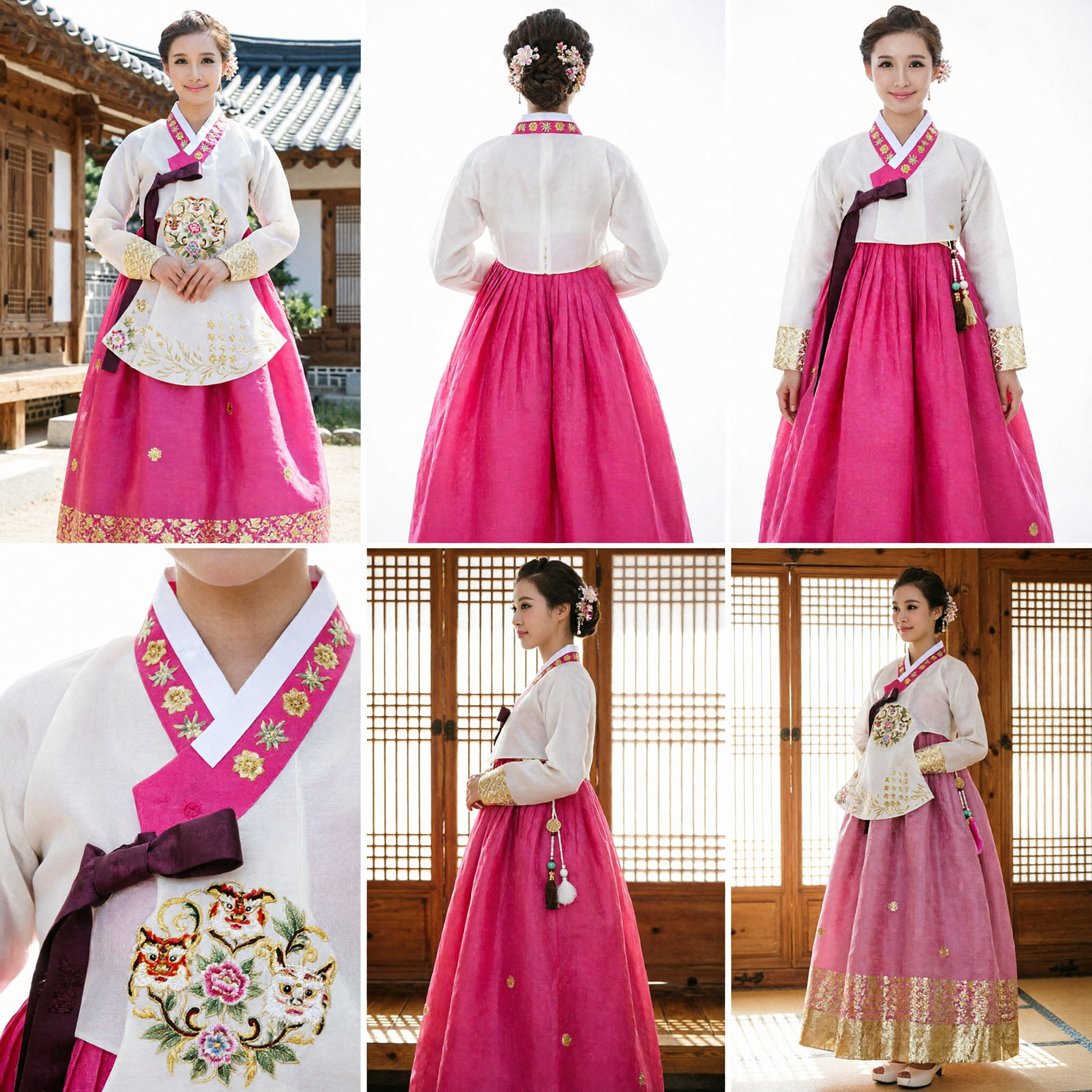 Elegant Roze en Wit Koreaanse Hanbok Minijurk Traditioneel Volksdans Optreden Kostuum voor Vrouwen - Asian Costume
