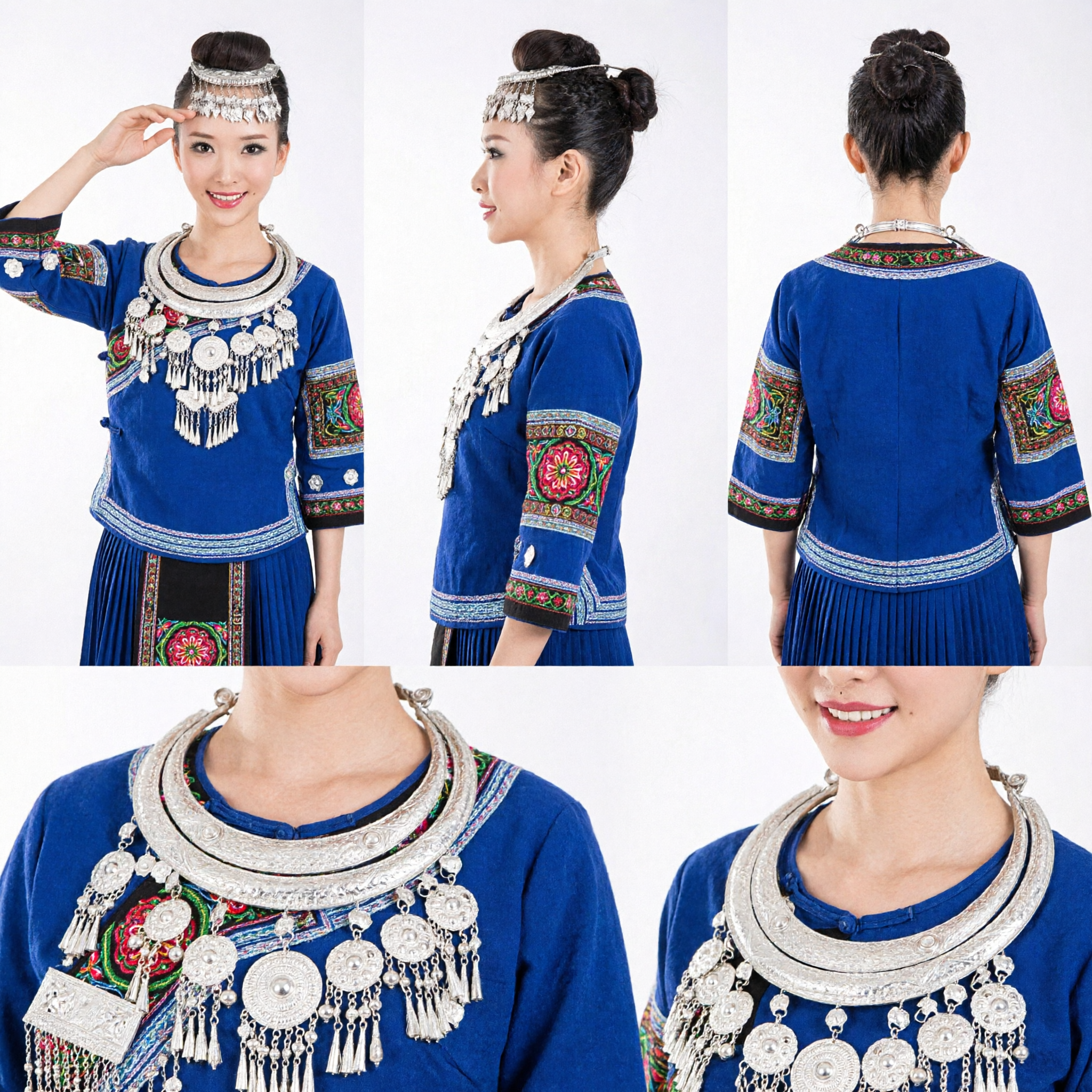 Adorno de Cabeça de Prata Tradicional Chinês Miao Ornamento de Cabelo da Minoria Étnica para Mulheres Casamento e Performance de Dança - Asian Costume