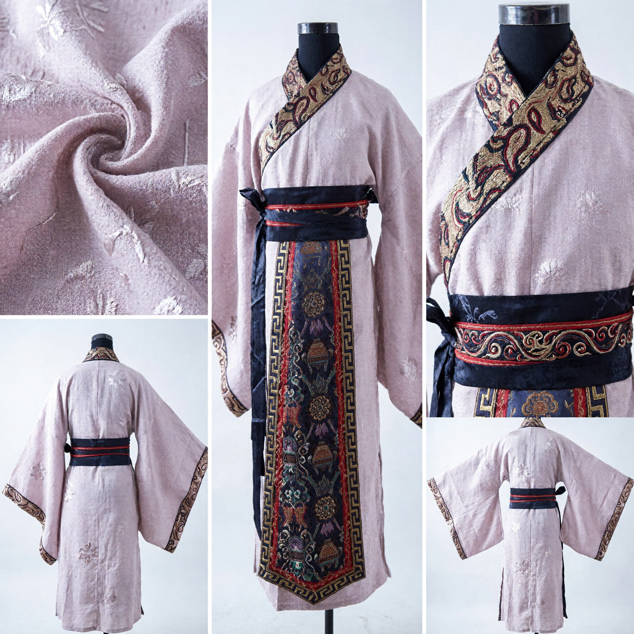Tradycyjny chiński Hanfu starożytny strój różowa haftowana szata dla mężczyzn cosplay Wuxia występ - Asian Costume