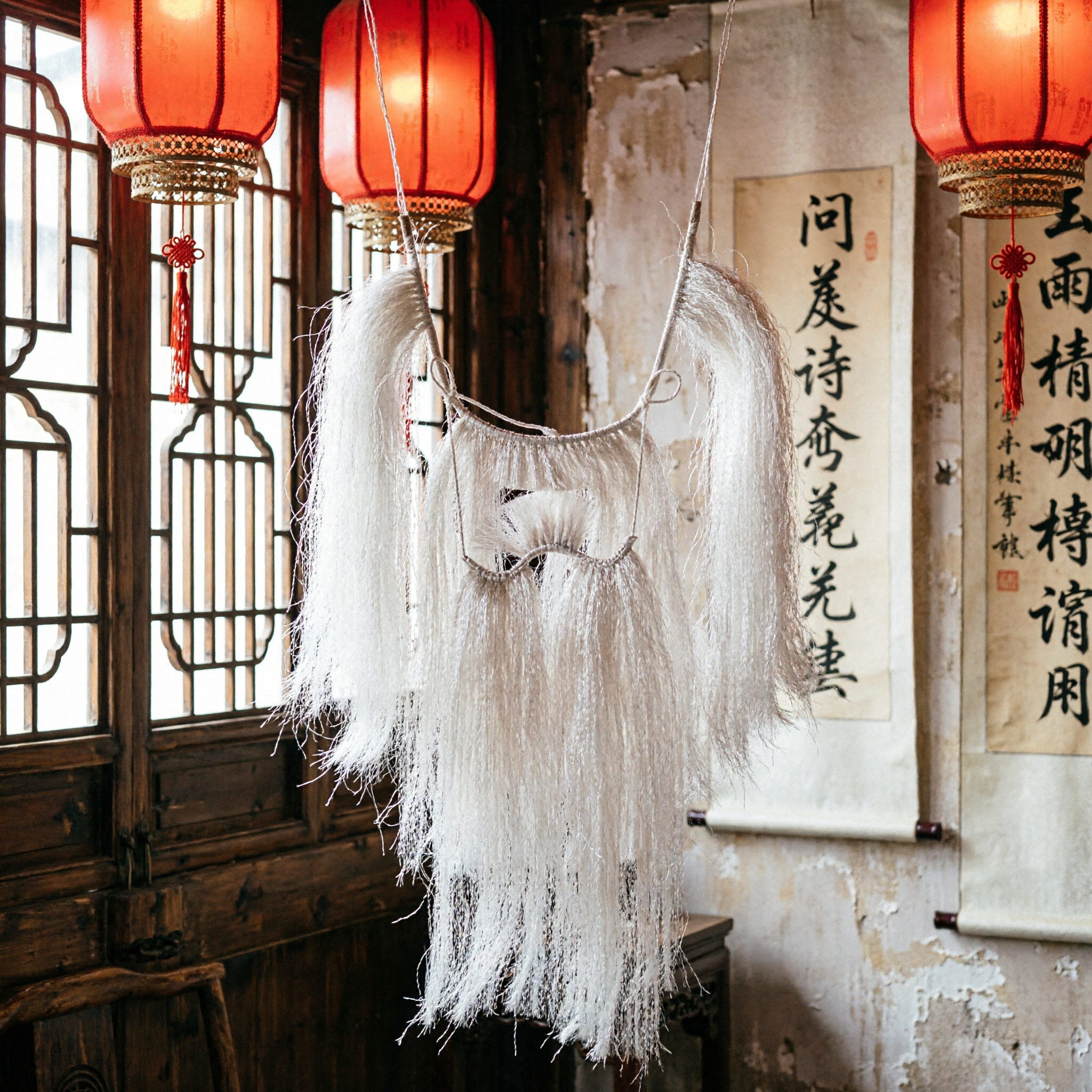 Traditionele Chinese Opera witte baard en snor set Peking Opera Kostuum Accessoire voor Oudere Personage Cosplay - Asian Costume