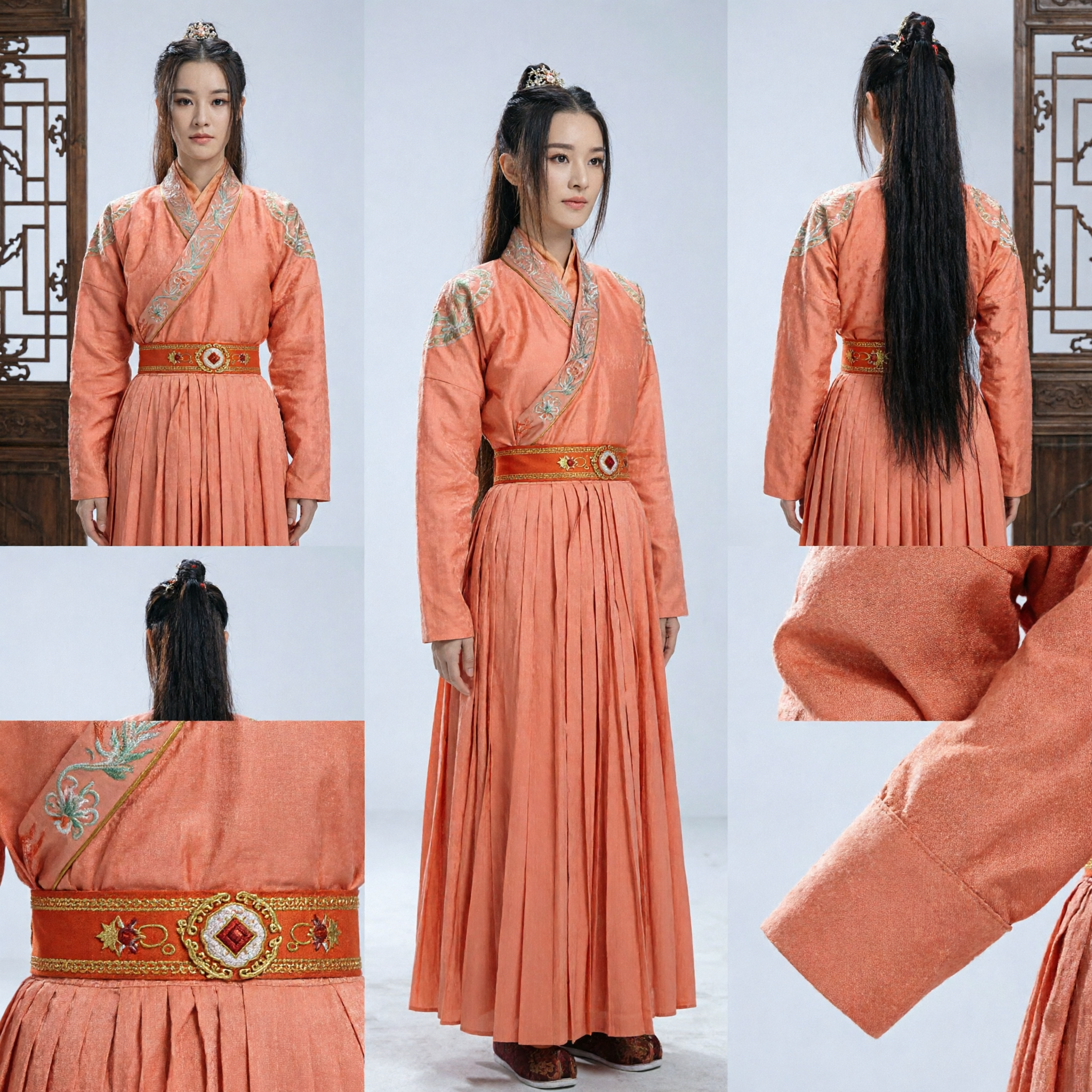古代中国 武侠女剣士 衣装 桃色漢服 伝統的服装 女性用 コスプレ パフォーマンス - Asian Costume