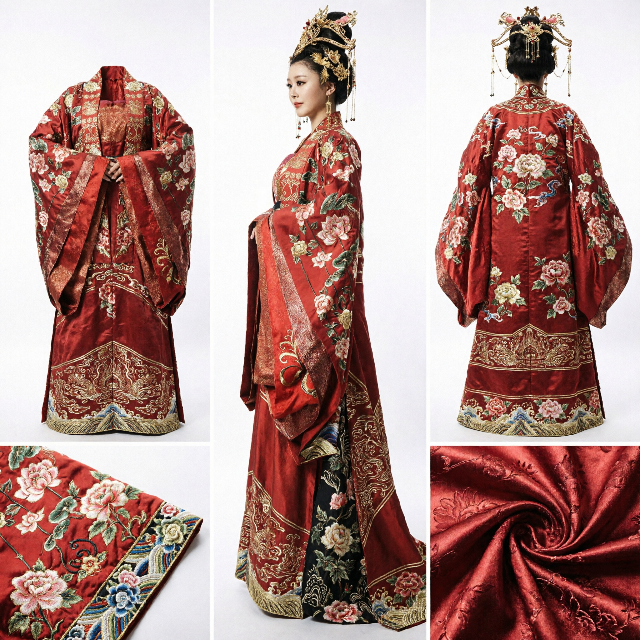 Exquisites rotes antikes chinesisches Kaiserin-Hanfu-Kostüm Tang-Dynastie königliches Palastkleid für Frauen - Asian Costume