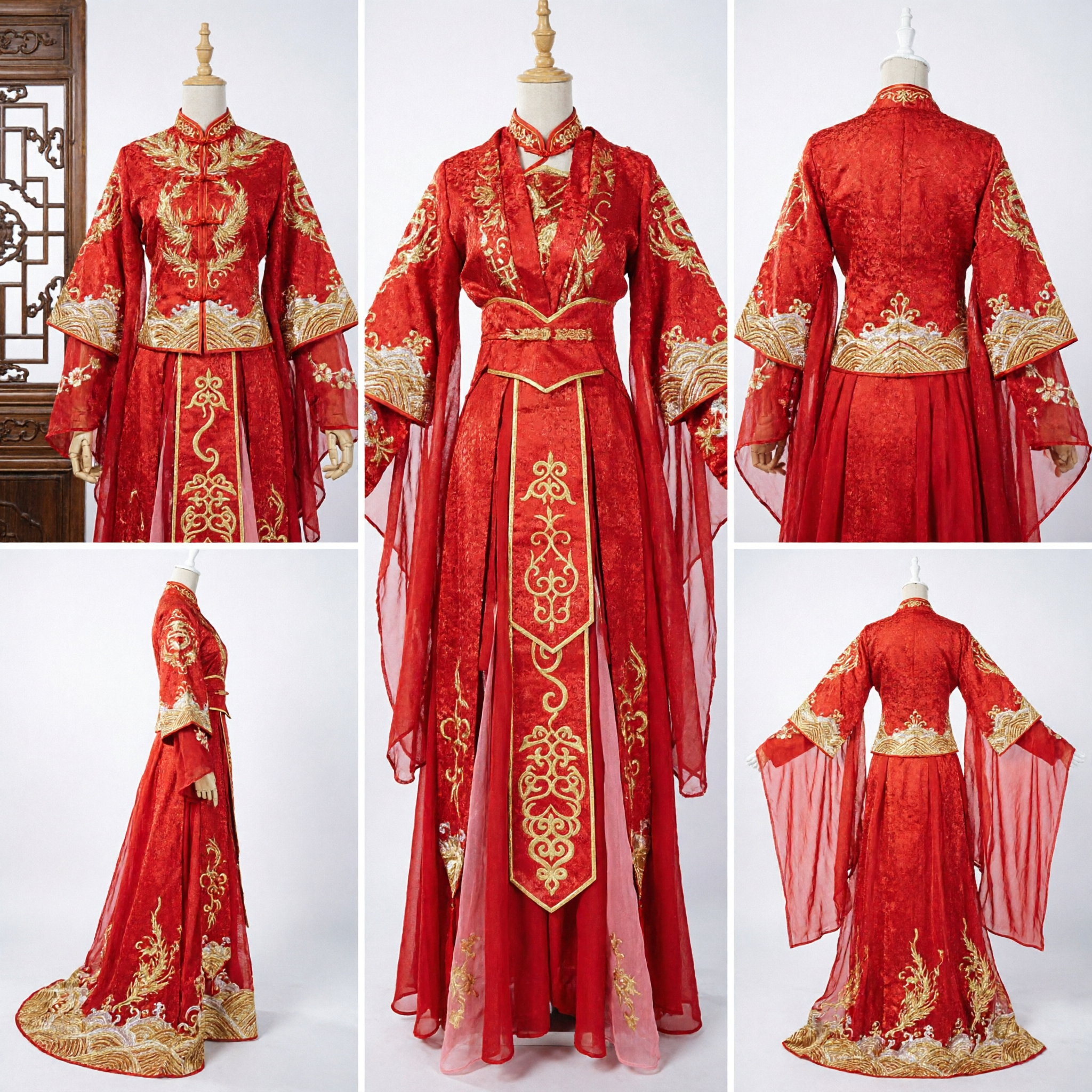 Hanfu Vermelho Tradicional Chinês Traje de Princesa da Dinastia Tang Antiga Vestido de Noiva Bordado para Mulheres Cosplay e Performance - Asian Costume