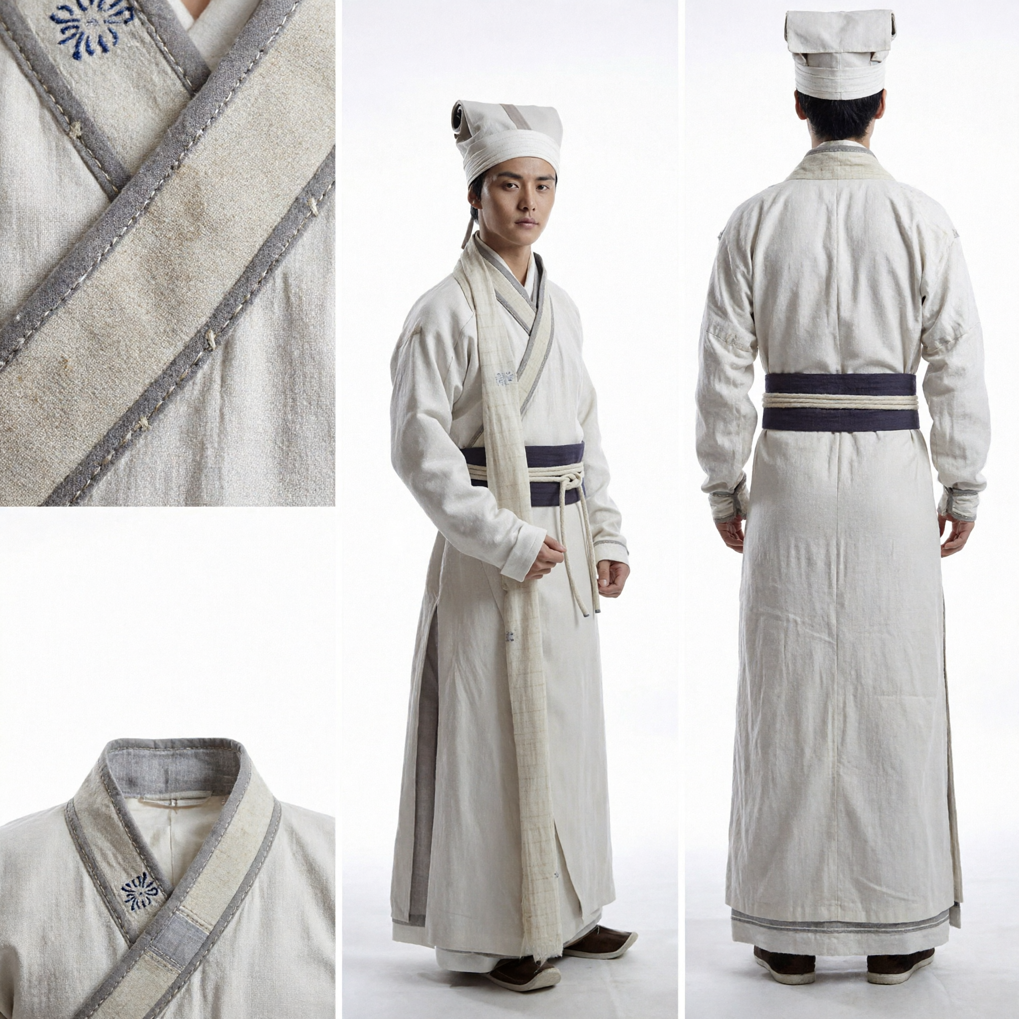 Oude Chinese Geleerde Hanfu Kostuum voor Mannen Traditionele Witte Gewaad Wuxia Cosplay Outfit - Asian Costume