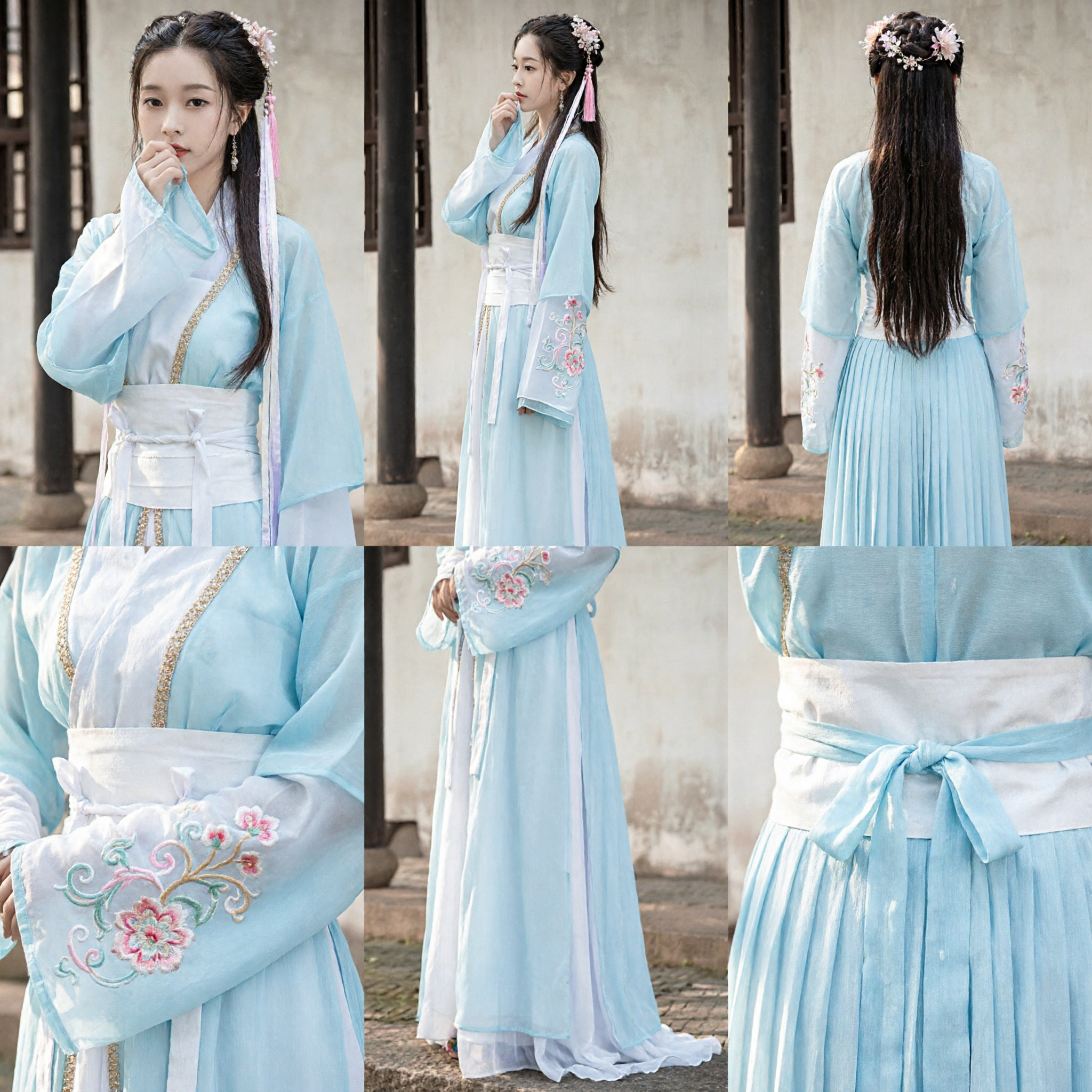 Elegant Lichtblauw Hanfu Traditioneel Chinees Antiek Kostuum Vrouwen Fee Prinses Jurk voor Cosplay - Asian Costume
