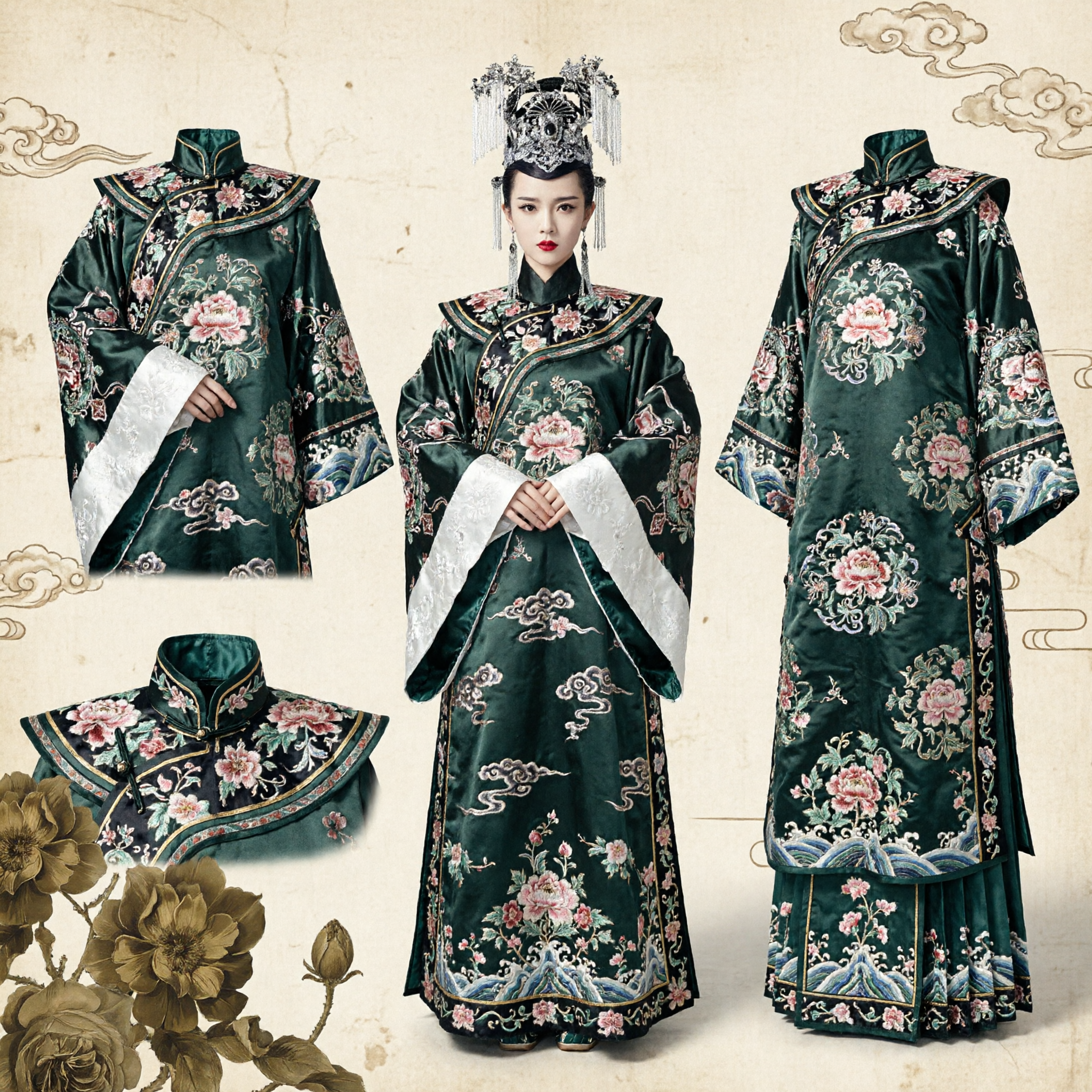 Elegante Costume Tradizionale Hanfu Cinese Abito Antico da Principessa Ricamato in Nero per Donne per Occasioni Formali - Asian Costume