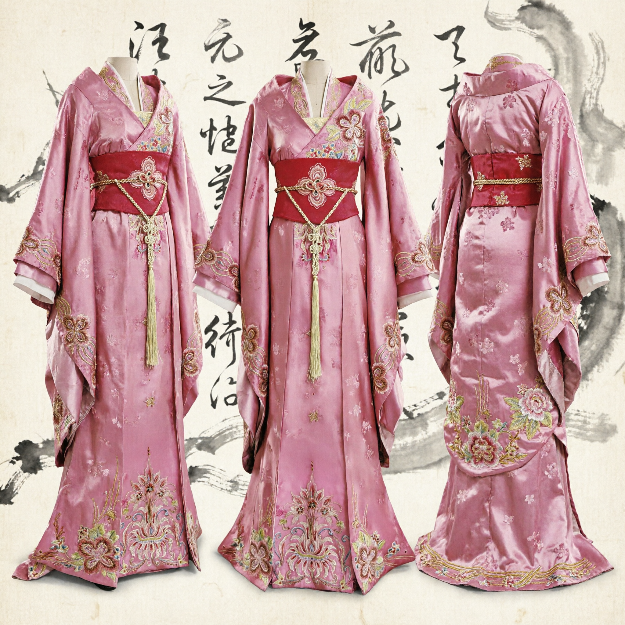 Robe Hanfu traditionnelle chinoise rose brodée, costume ancien de dame du palais pour femmes, pour mariage et spectacle - Asian Costume