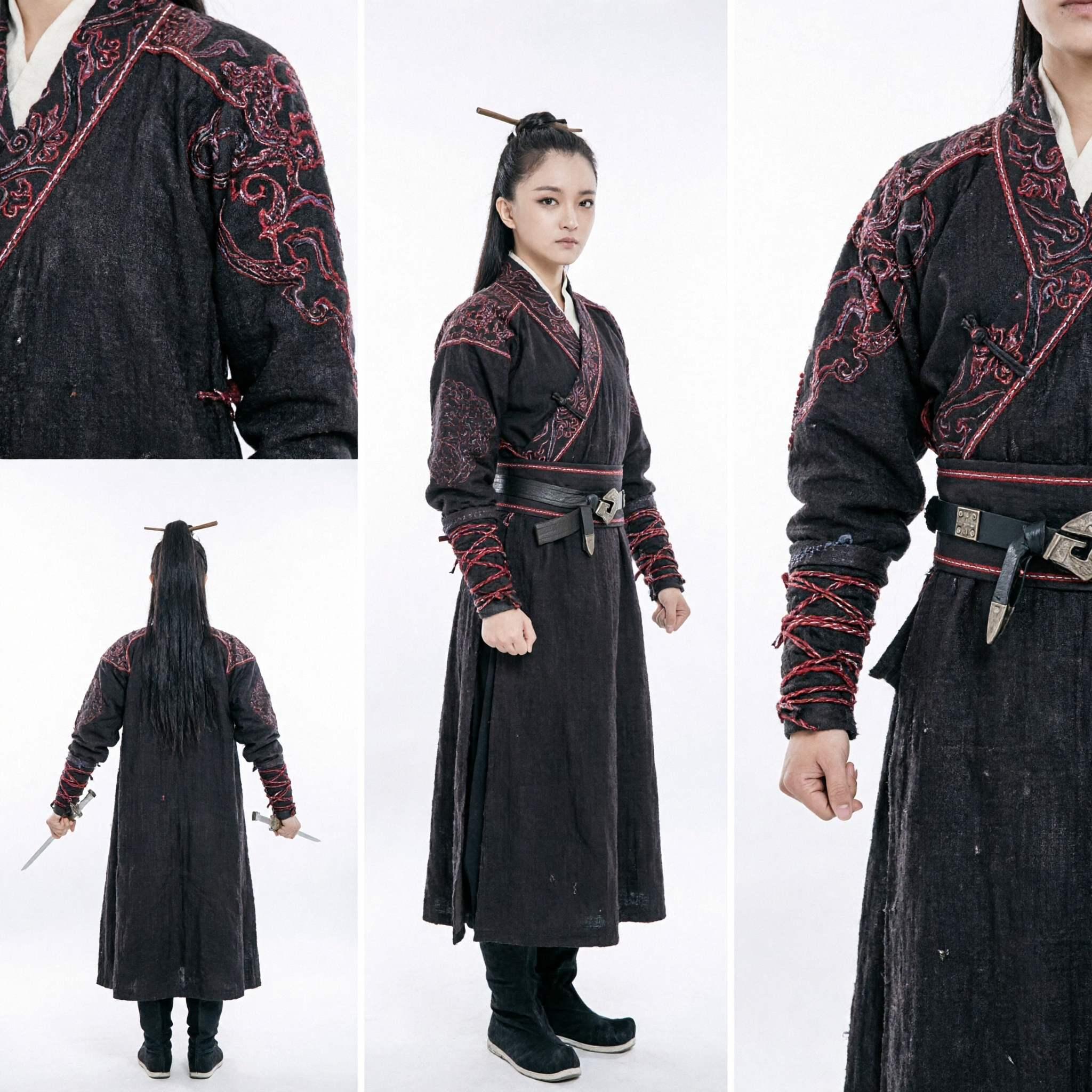 Traditionelles chinesisches Wuxia-Assassinen-Kostüm Antikes Schwertkriegerin Hanfu Kampfkunst-Cosplay-Outfit für Frauen - Asian Costume