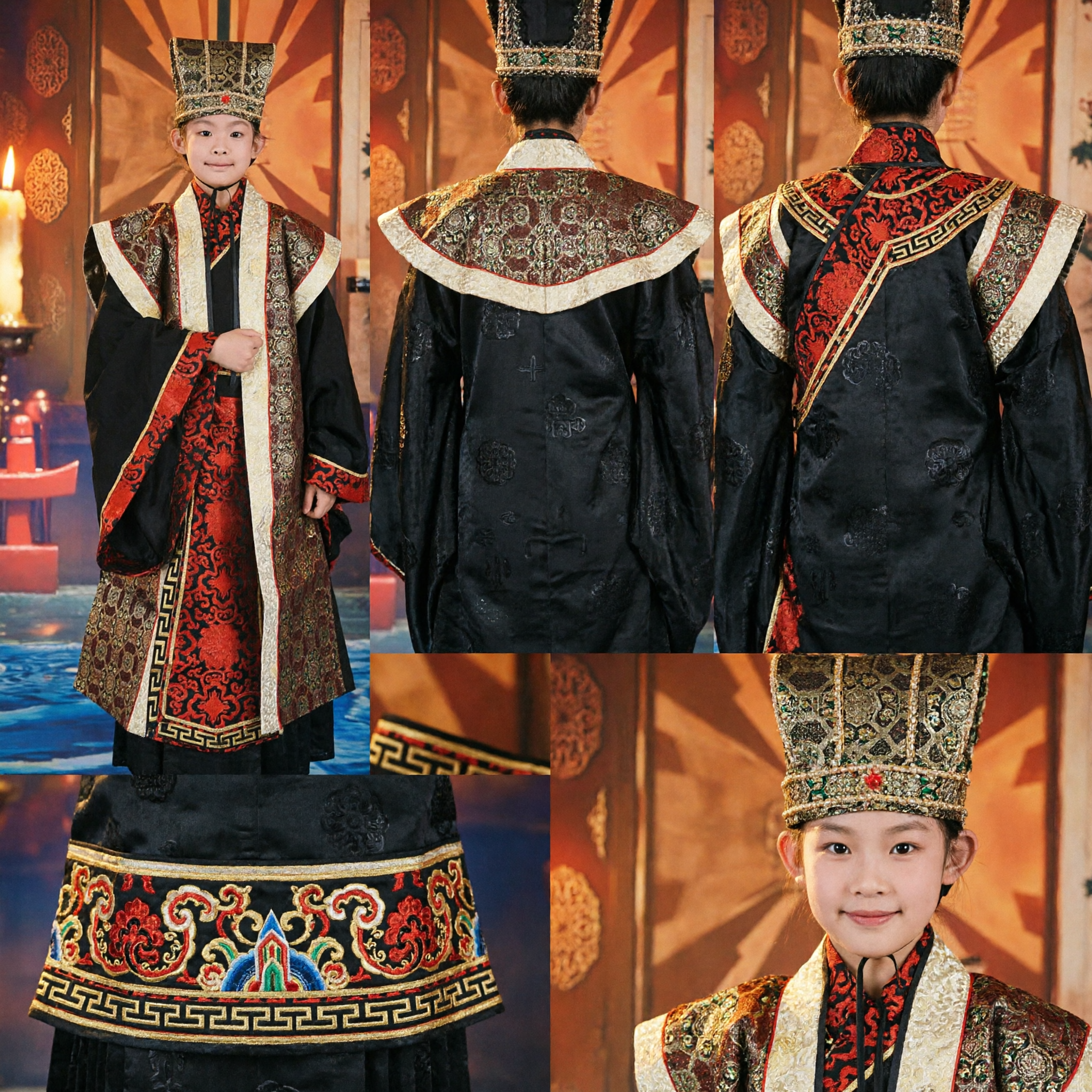 Kids Traditional Chinese Ancient Emperor Costume Boy Hanfu Prince Robe for Stage Performance - Asian Costume