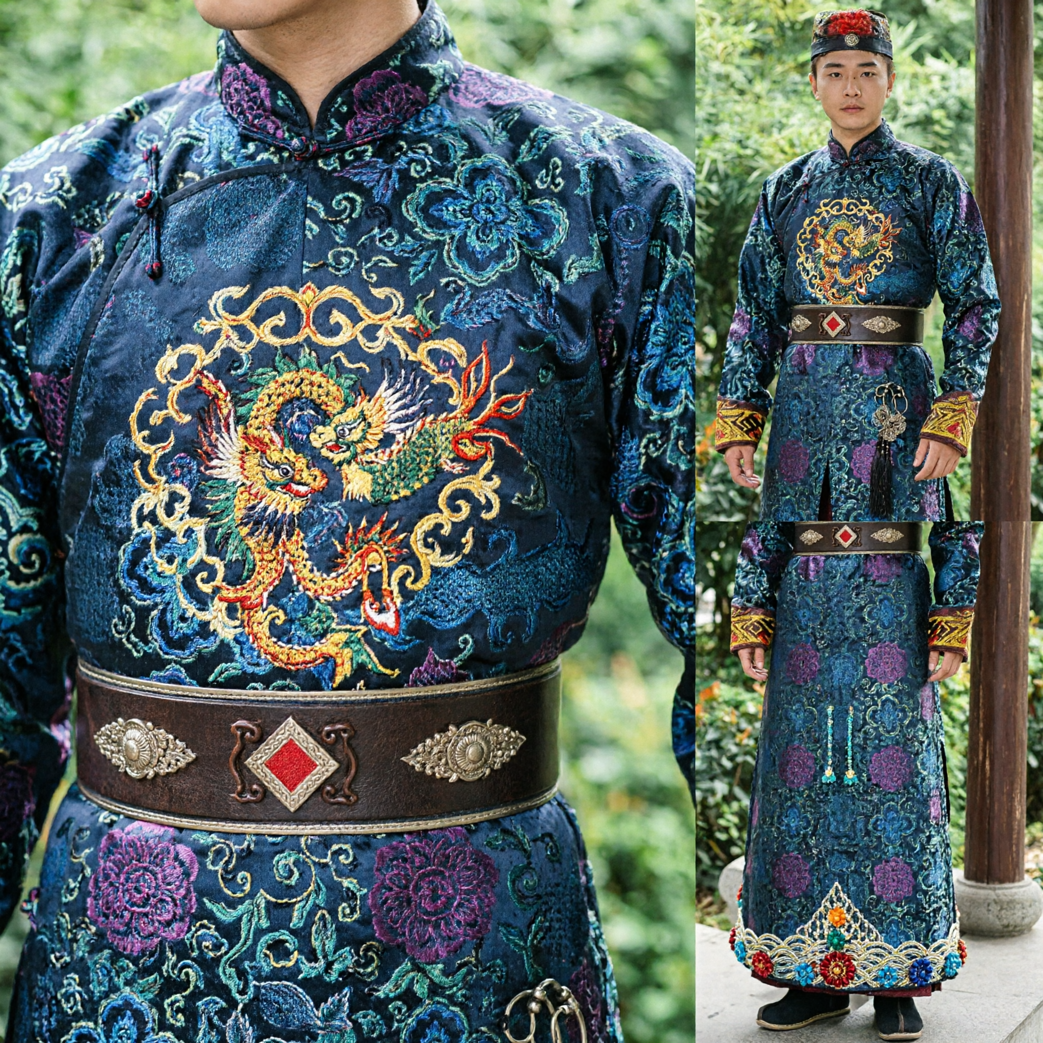 Robe officielle traditionnelle chinoise ancienne de la dynastie Ming, costume Hanfu bleu brodé pour hommes pour cosplay et spectacle - Asian Costume