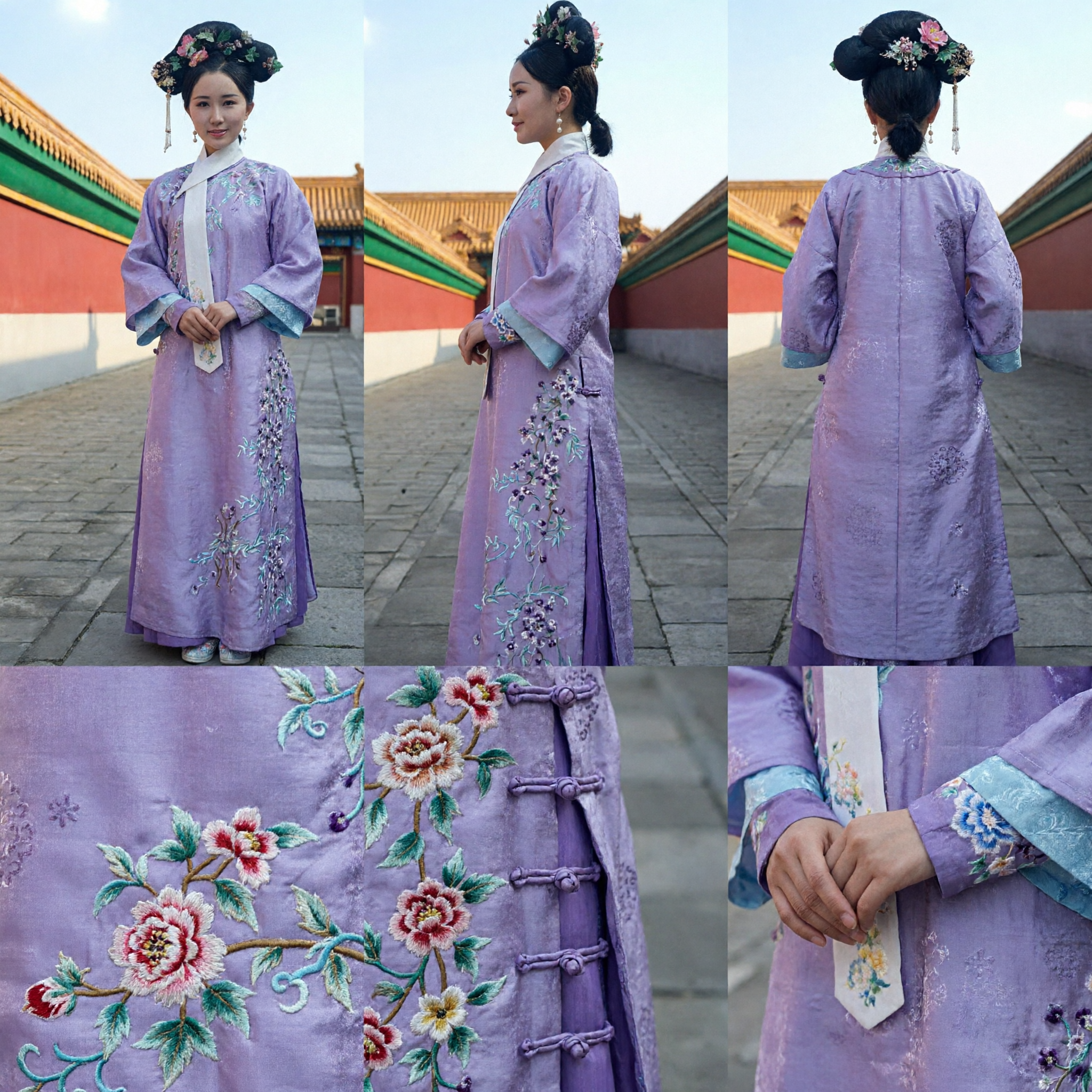 Costume traditionnel chinois de dame de palais de la dynastie Qing, robe violette brodée pour cosplay historique et photographie pour femmes - Asian Costume