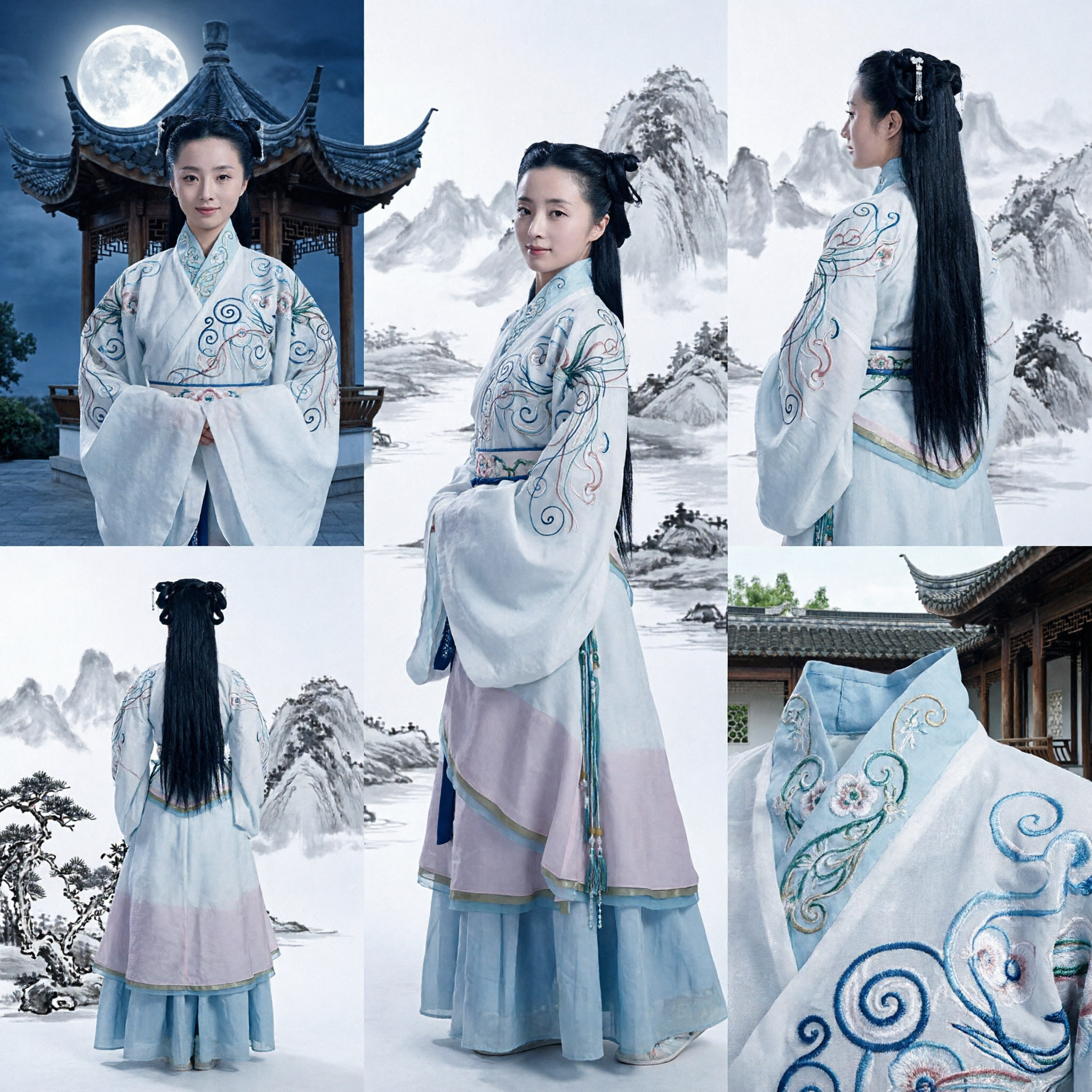 優雅な古代中国漢服衣装 女性用 伝統刺繍仙女ドレス コスプレ・パフォーマンス衣装 - Asian Costume