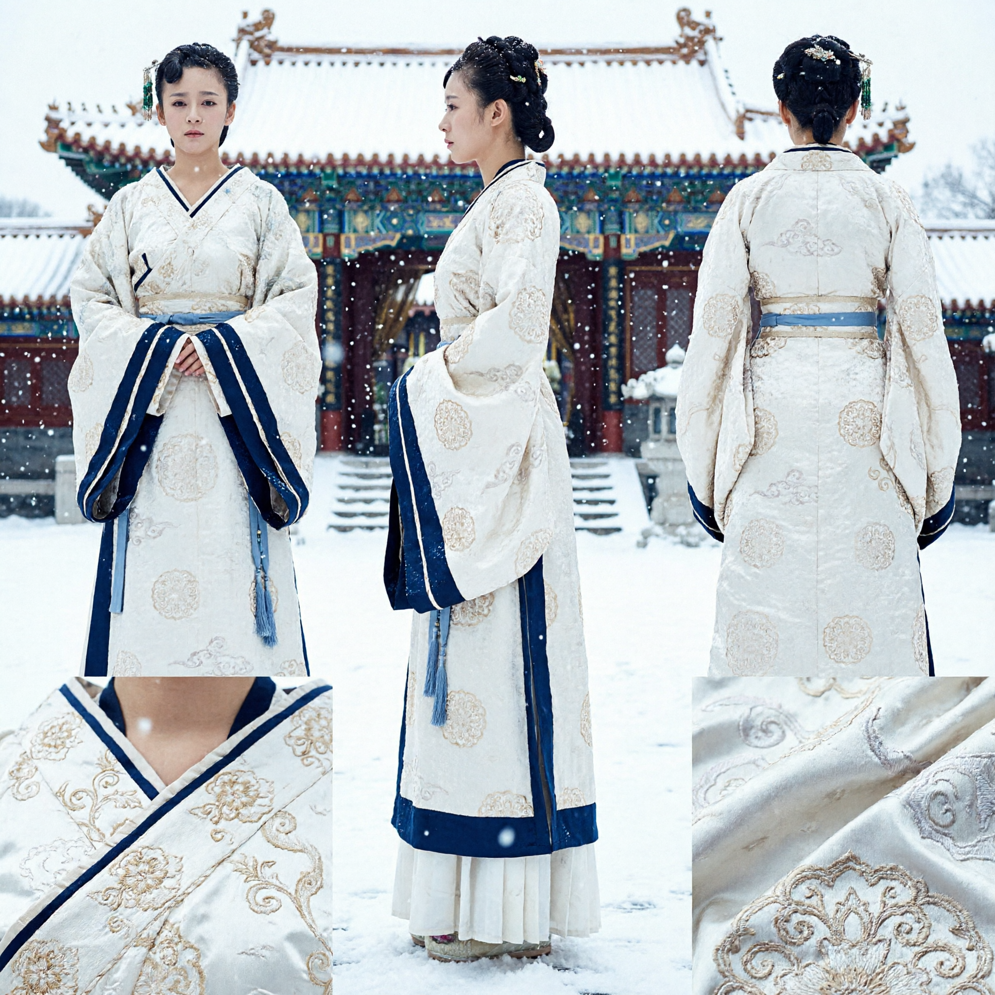 Elegante Hanfu Dinastia Han Bianco Costume Tradizionale Cinese Antico per Donne Veste per Cosplay Storico e Spettacoli - Asian Costume