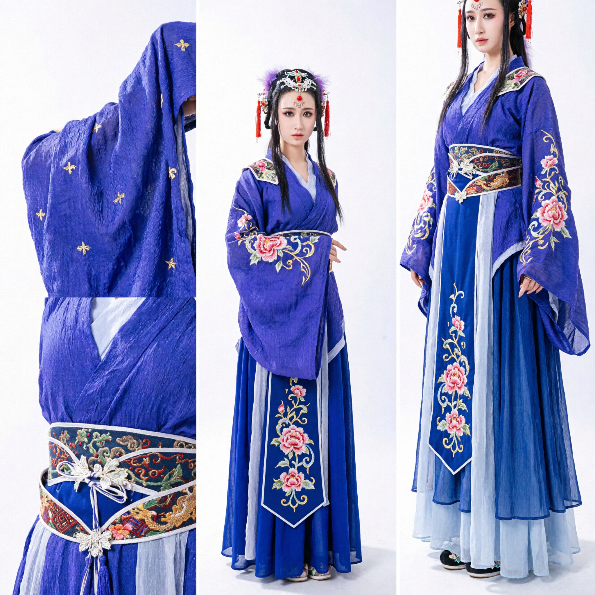 Traje Tradicional Chino Hanfu Azul, Vestido Antiguo de Hada para Cosplay y Actuación en Escenario de Mujeres - Asian Costume