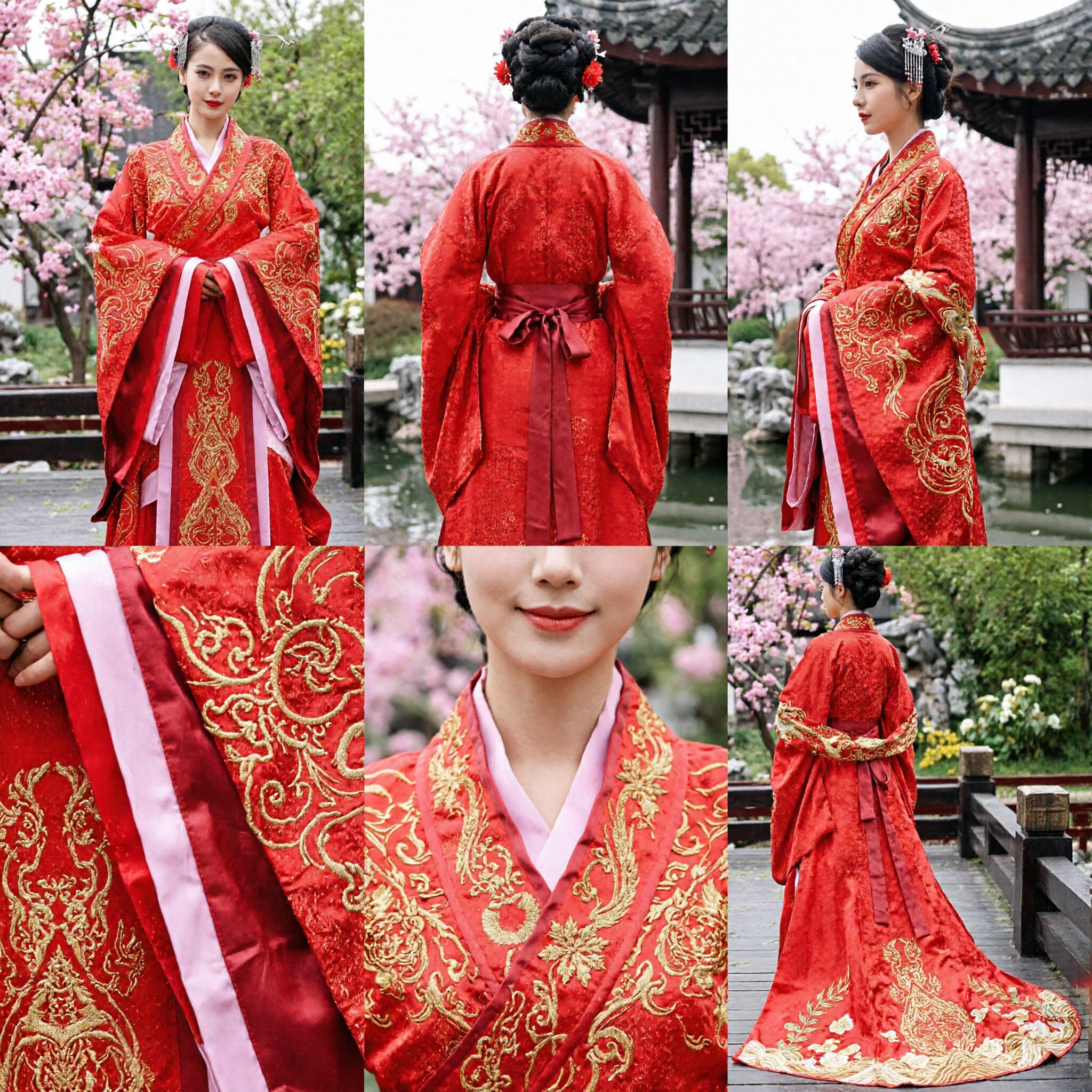 Elegant Traditional Chinese Red Hanfu Wedding Dress Embroidered Ancient Costume for Women Formal Events - Asian Costume