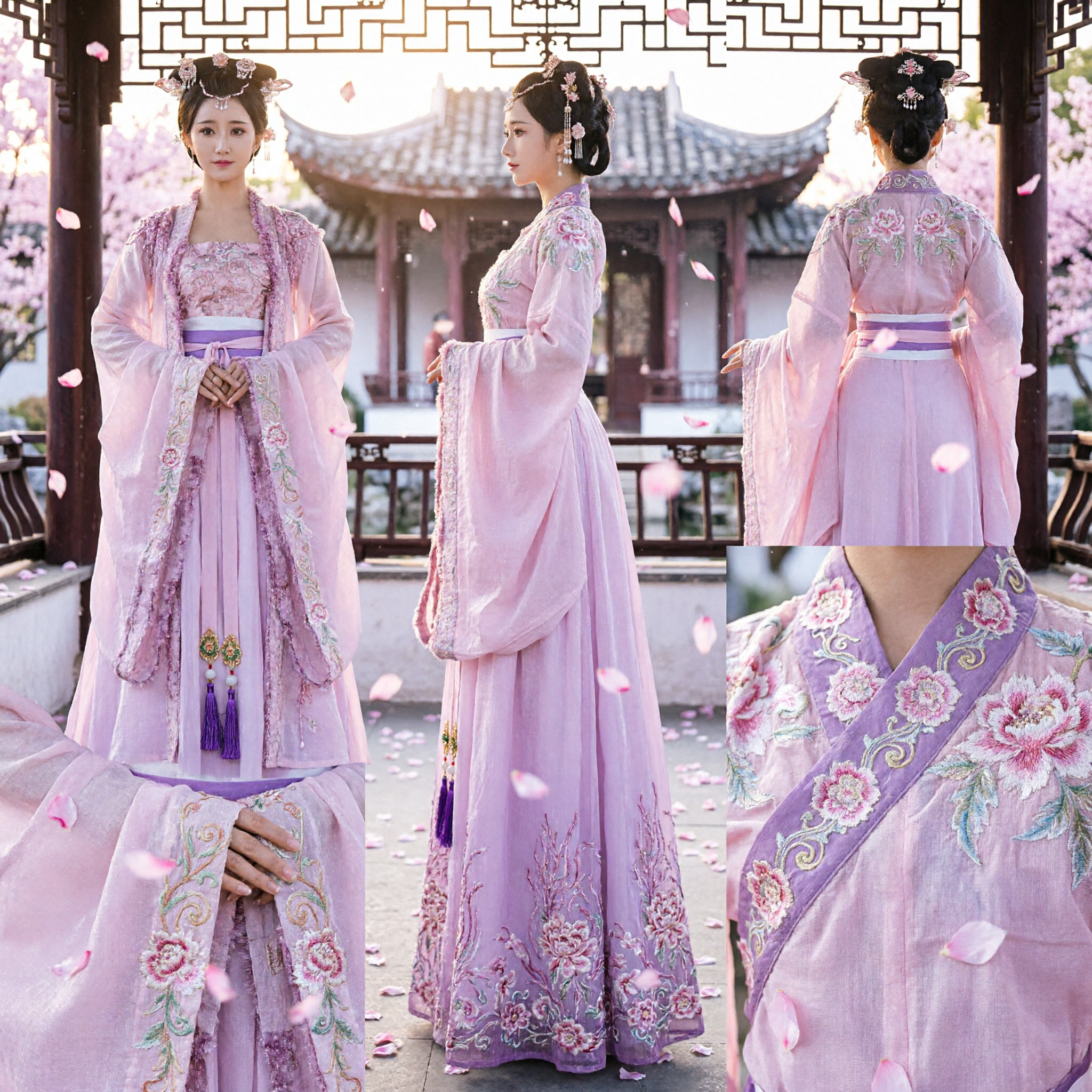 Elegante Roze Hanfu Traditioneel Chinese Oude Paleisdame Kostuum Tang-dynastie Jurk voor Dansoptreden - Asian Costume