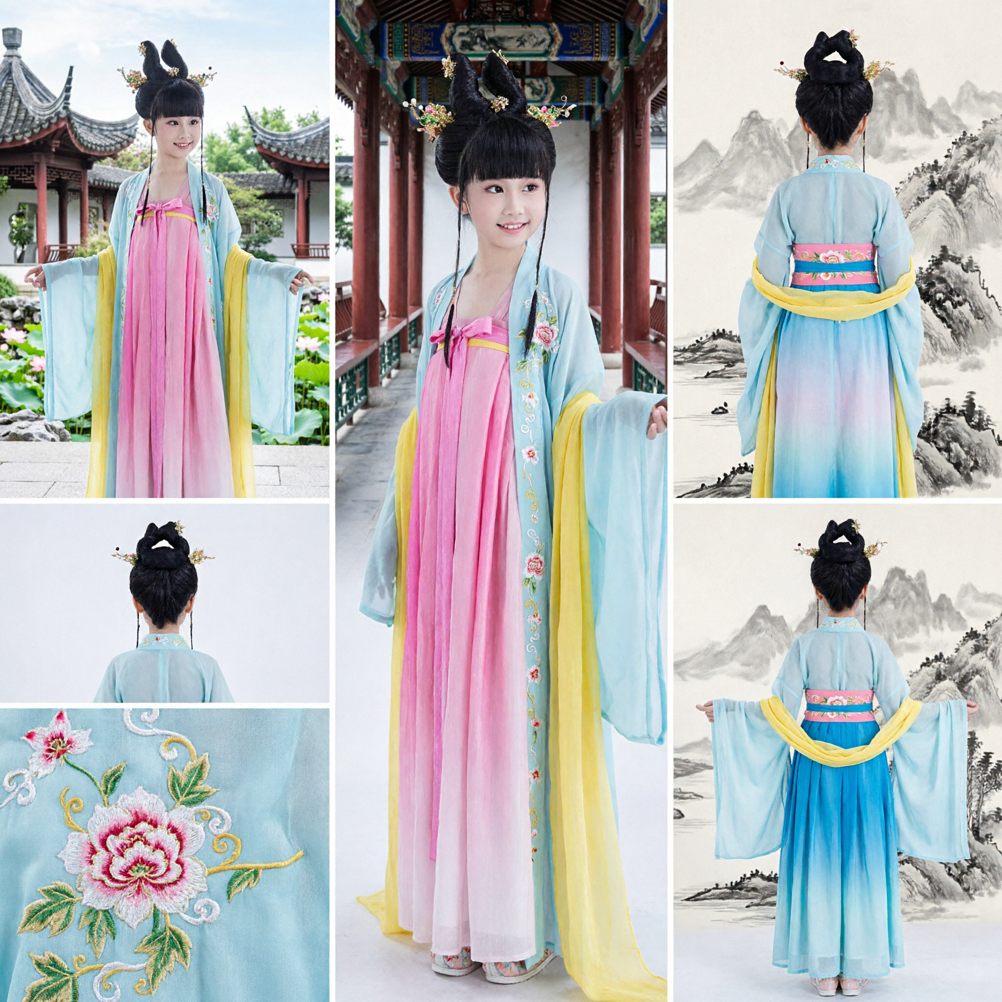 Tradycyjny chiński strój Hanfu dla dziewczynek, suknia księżniczki wróżki z dynastii Tang na występy sceniczne i cosplay - Asian Costume