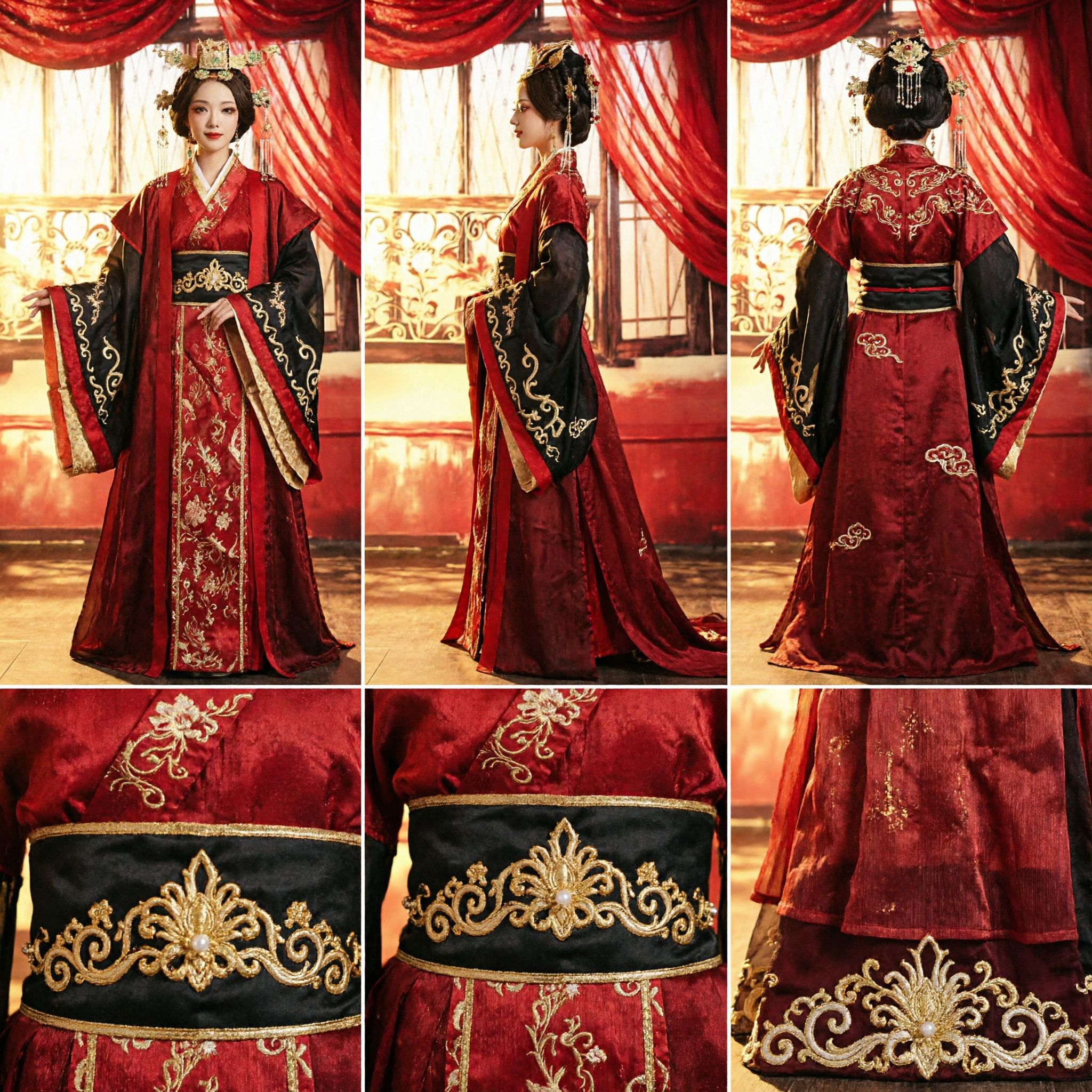 Oud Chinese Rode Hanfu Kostuum Traditioneel Geborduurde Prinses Trouwjurk voor Vrouwen Cosplay - Asian Costume