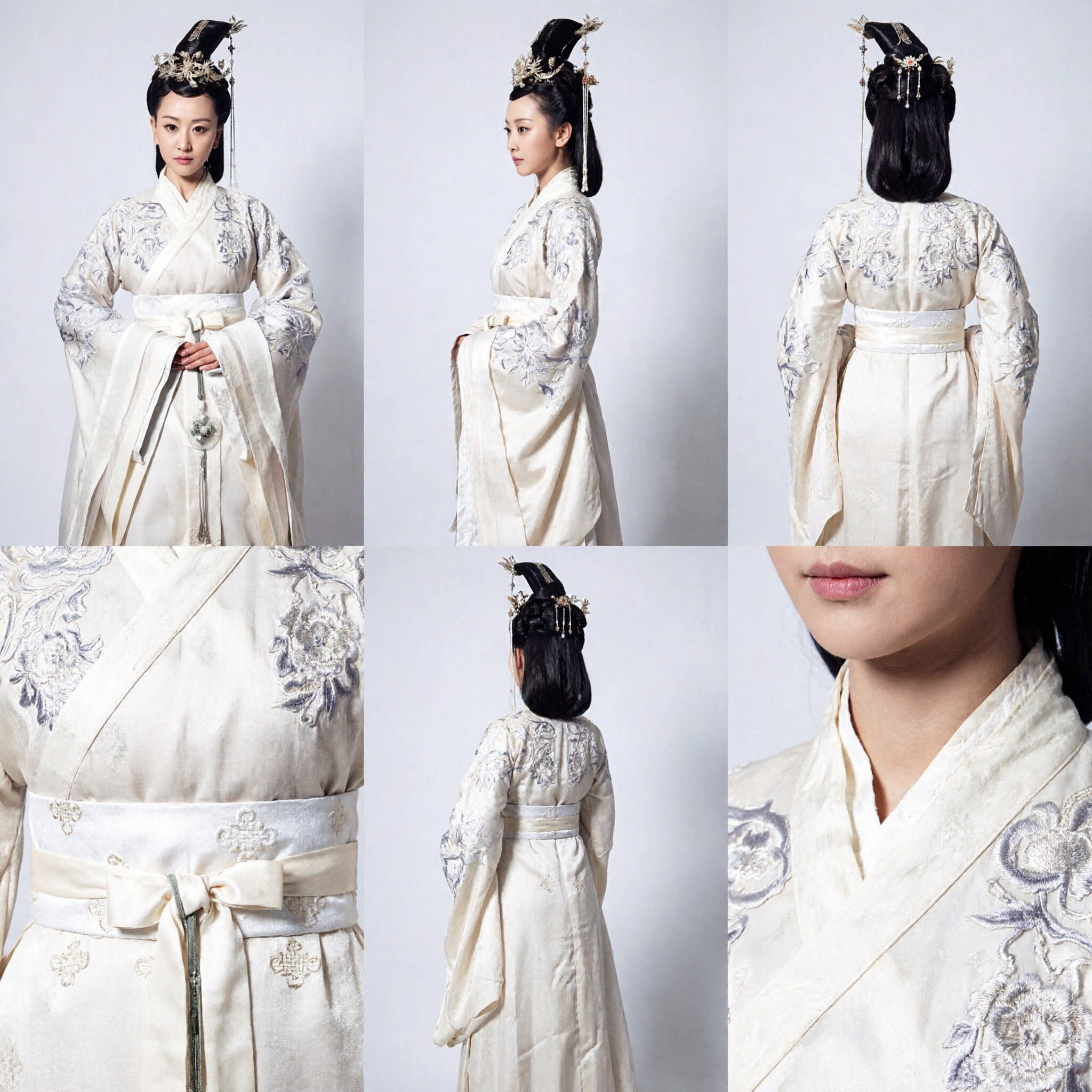 Elegantes Weißes Antikes Chinesisches Kaiserinnen-Hanfu-Kostüm Traditionelles Palastdame-Kleid für Damen Historisches Cosplay Auftritt - Asian Costume